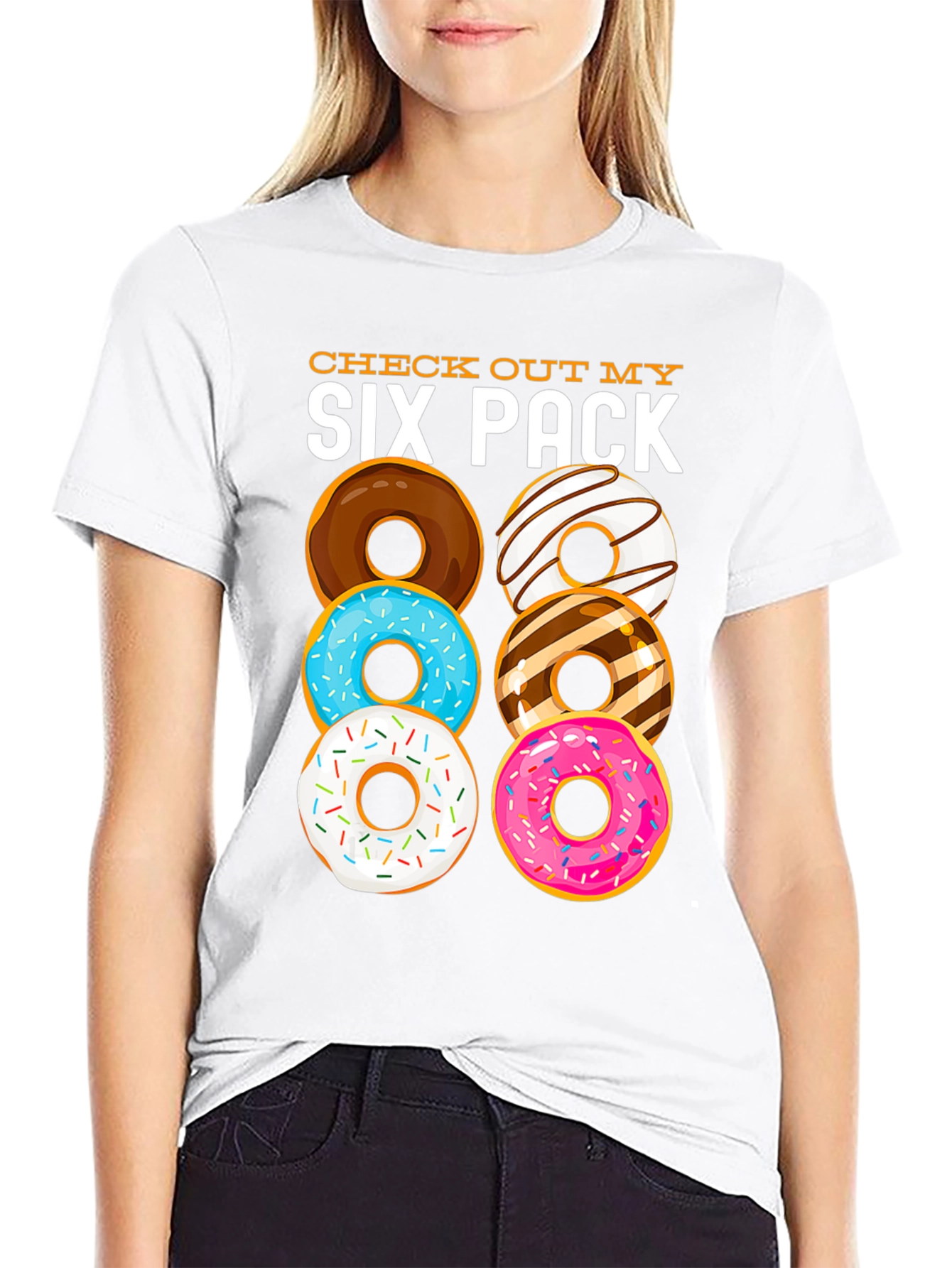 Black Donut Six Pack Funny Graphic T-Shirt view 9