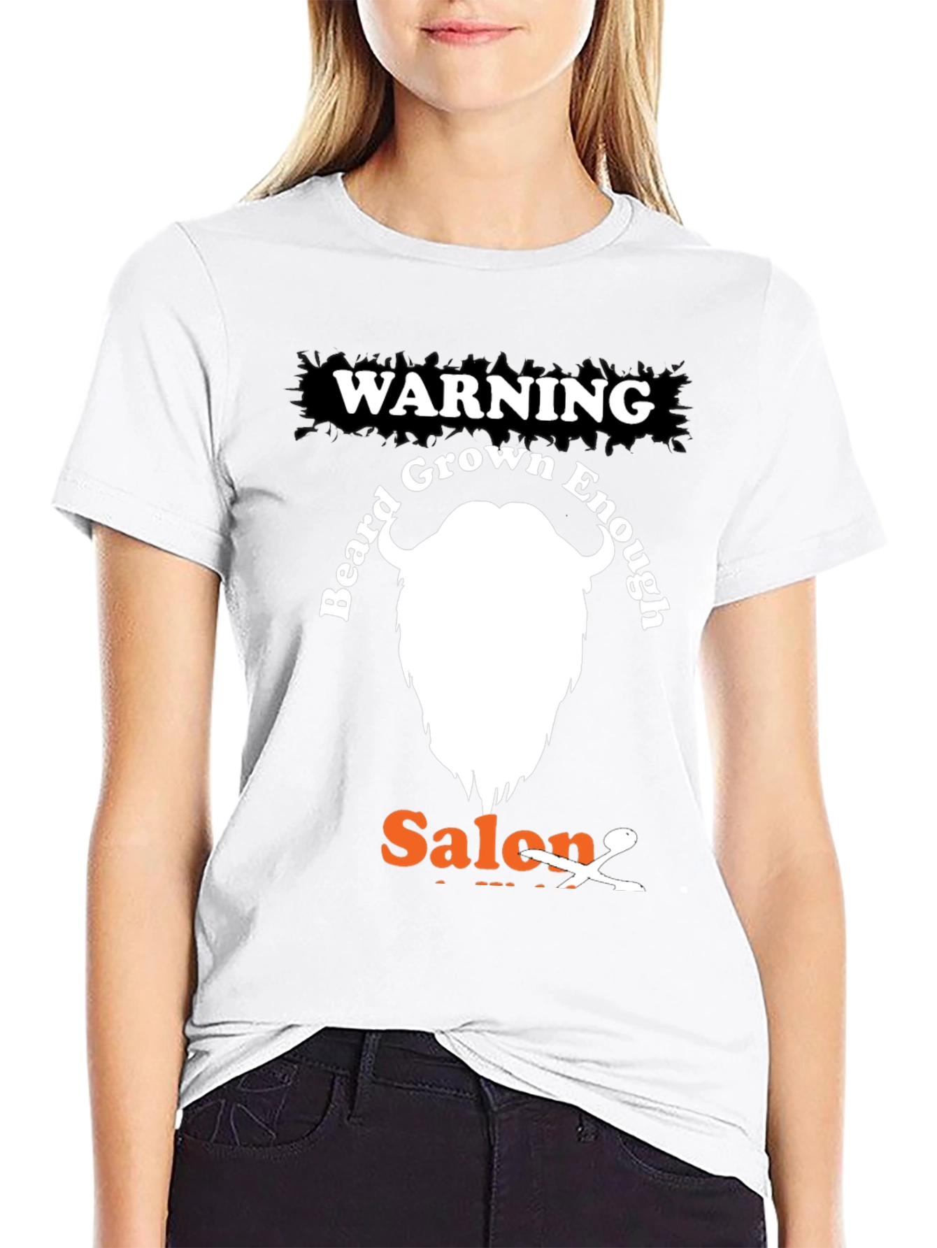 Black Warning Beard Grown Enough Salon T-Shirt view 9