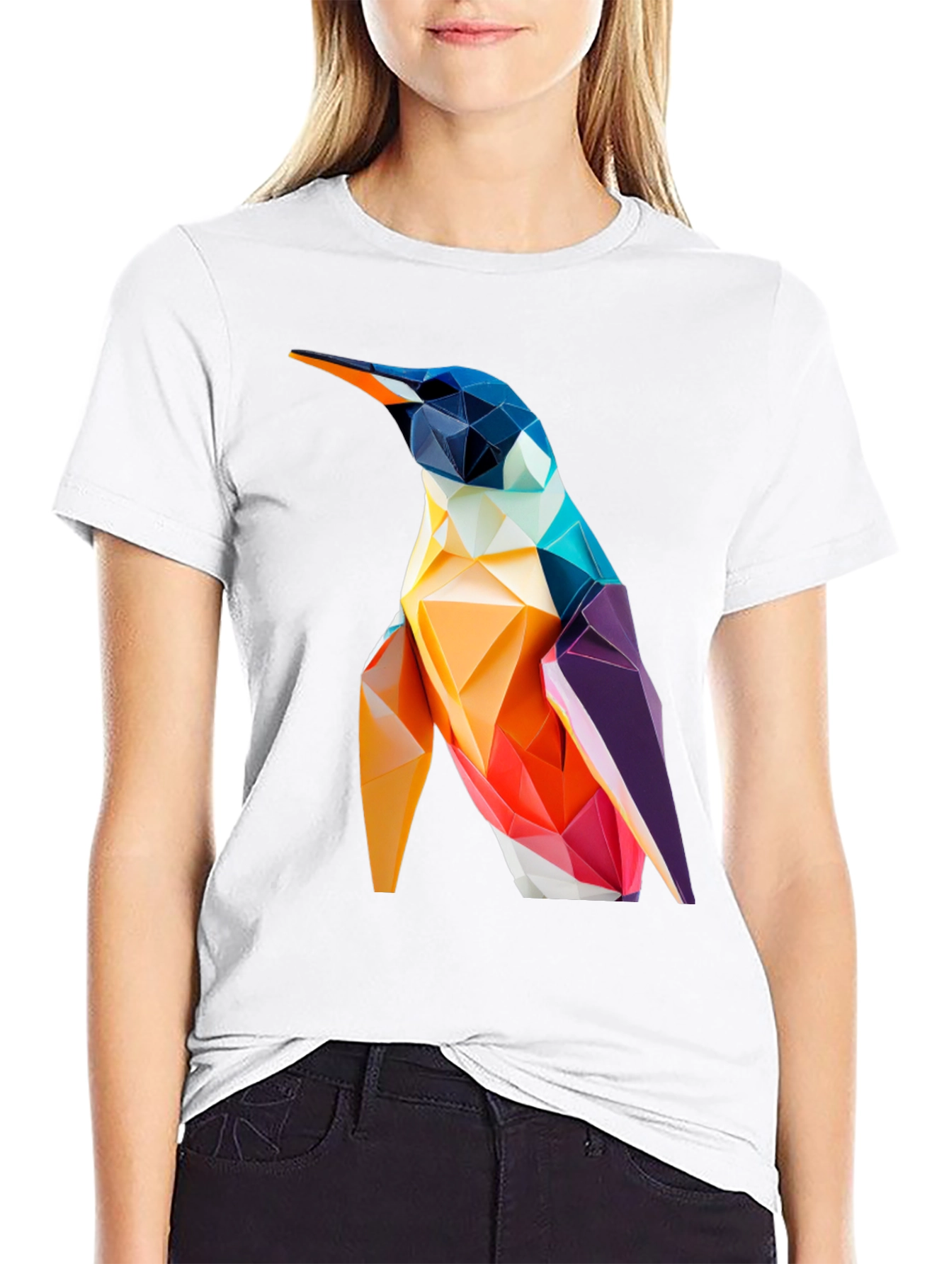 Black Geometric Penguin Graphic Tee - Modern Stylish Design view 9