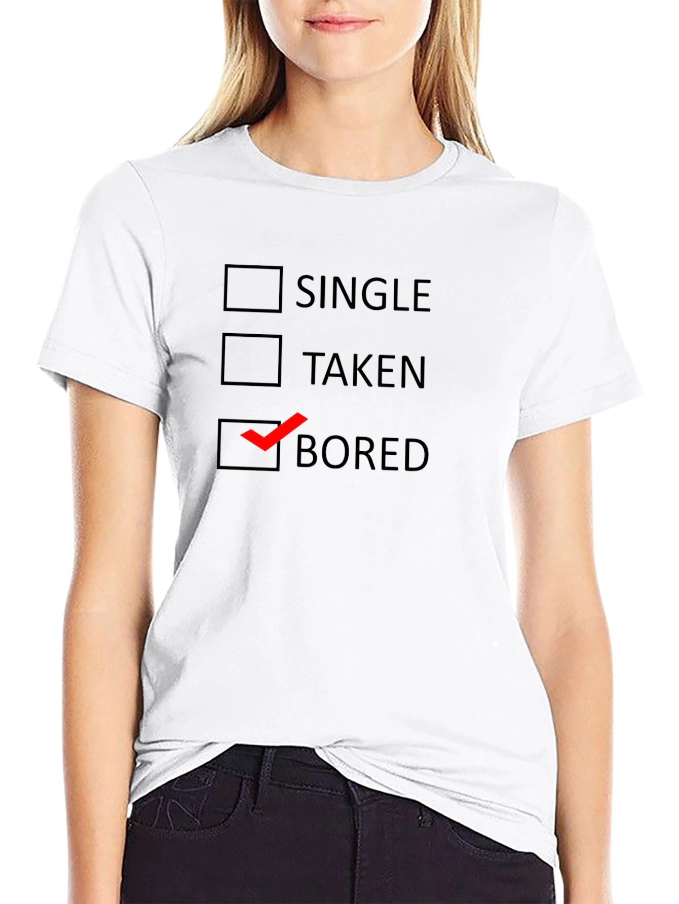 Black Bored Checklist Graphic Tee - Casual Cotton T-Shirt view 9