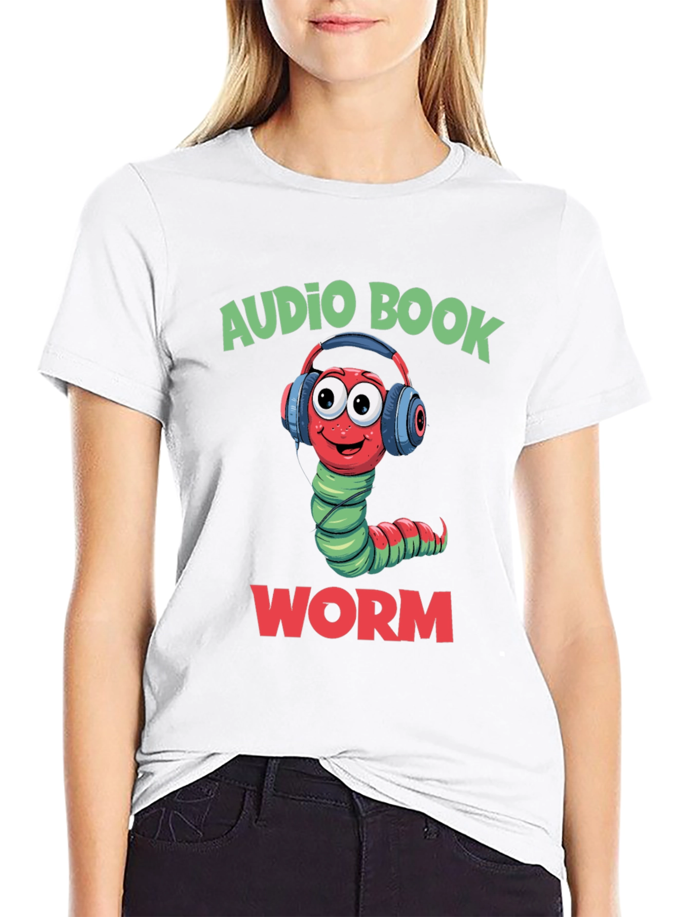 Black Audio Book Worm T-Shirt view 9