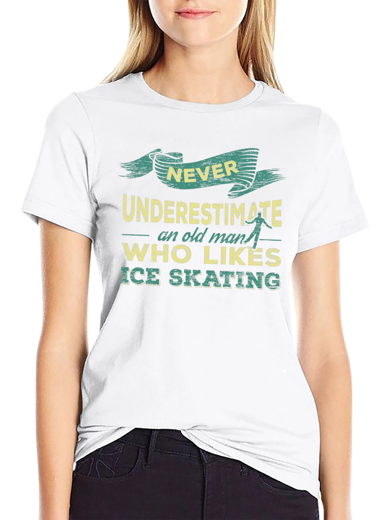 Black Ice Skating Old Man T-Shirt view 9