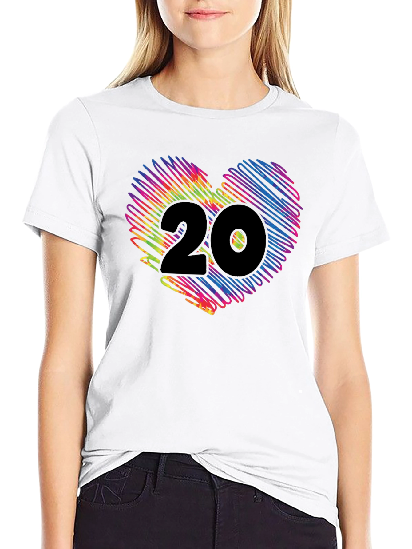 Black Vibrant Heart 20 Graphic Tee - Black view 9