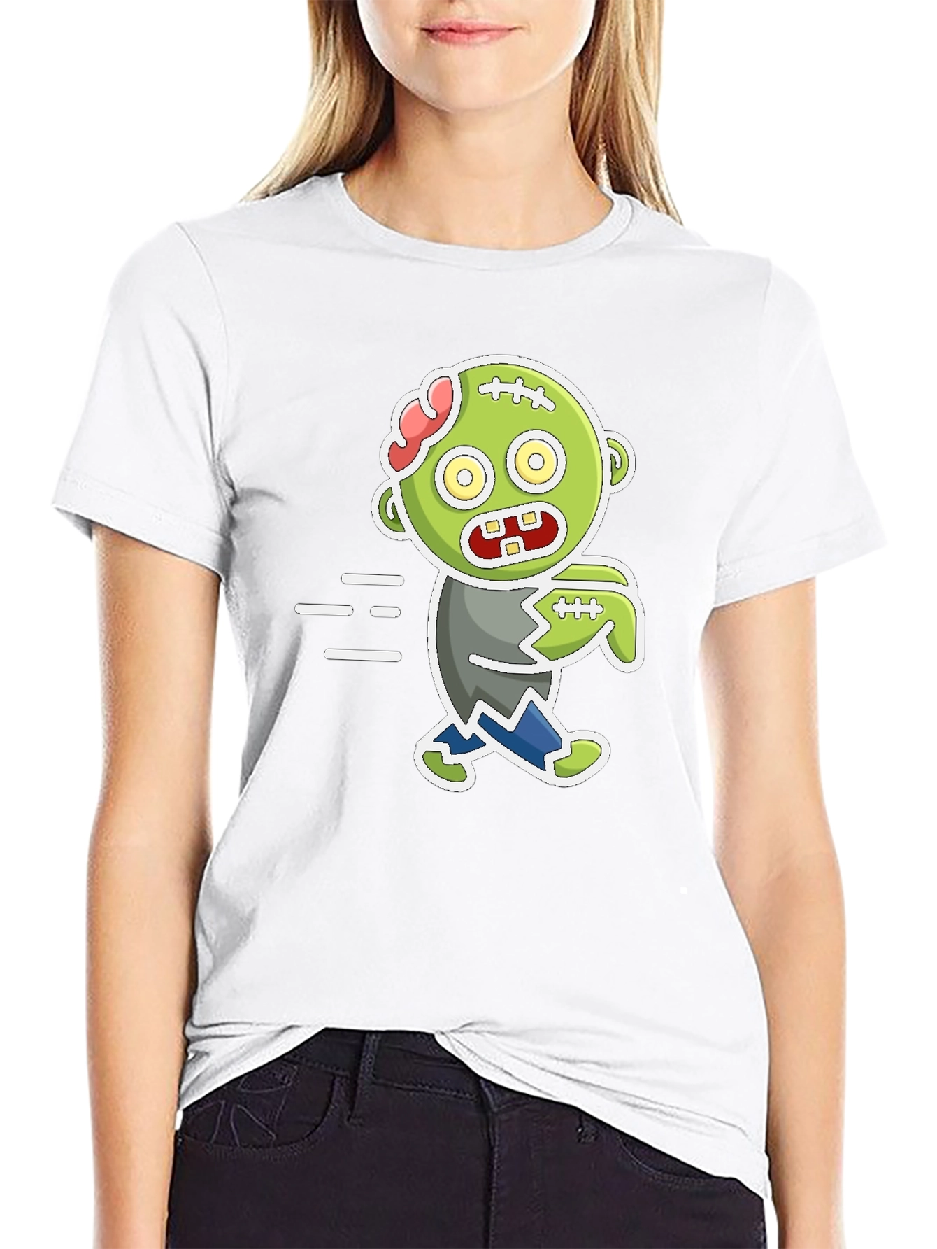 Black Cartoon Zombie Graphic T-Shirt - Halloween Fun view 9