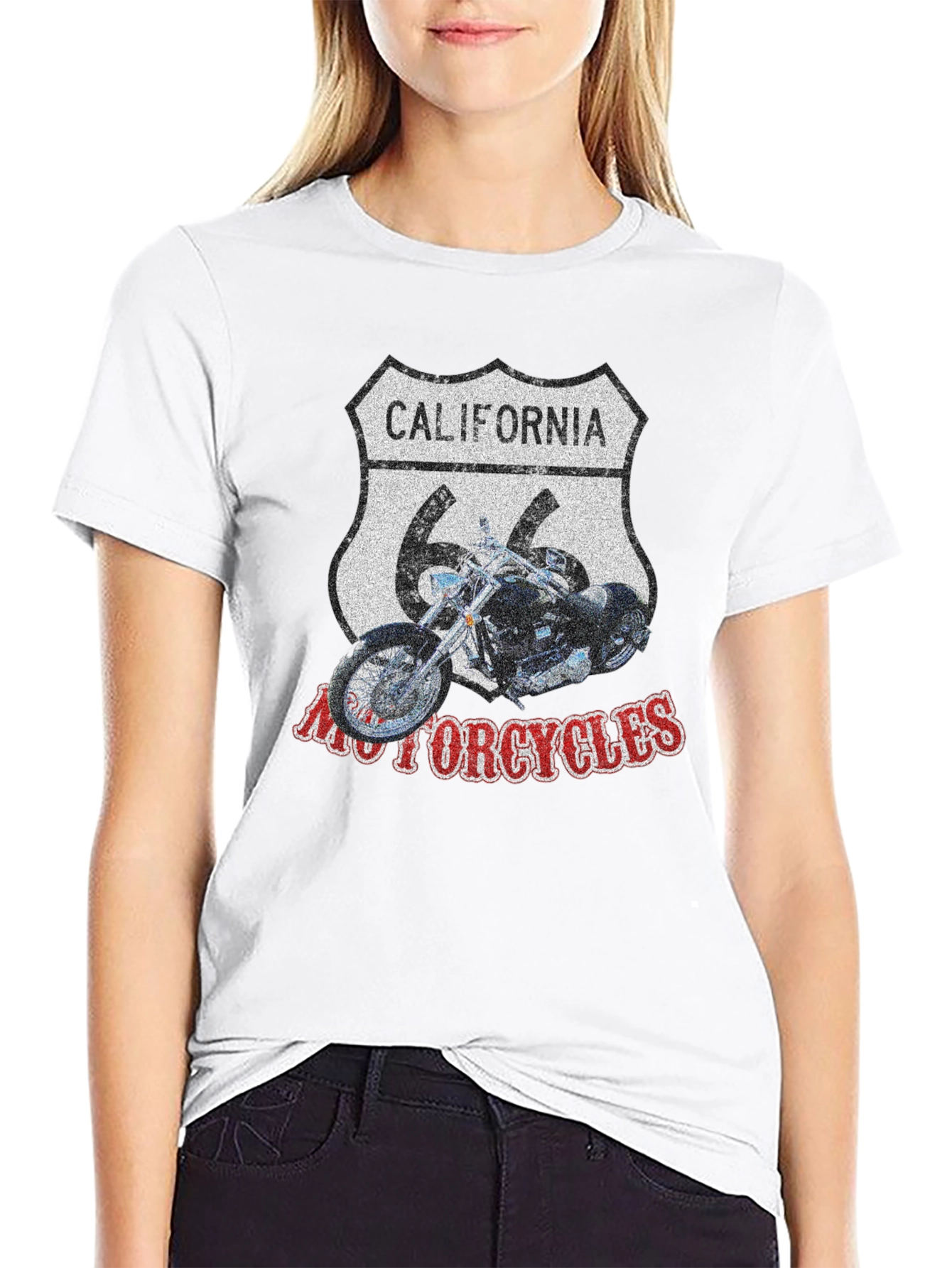 Black California 66 Motorcycles Black T-Shirt view 9
