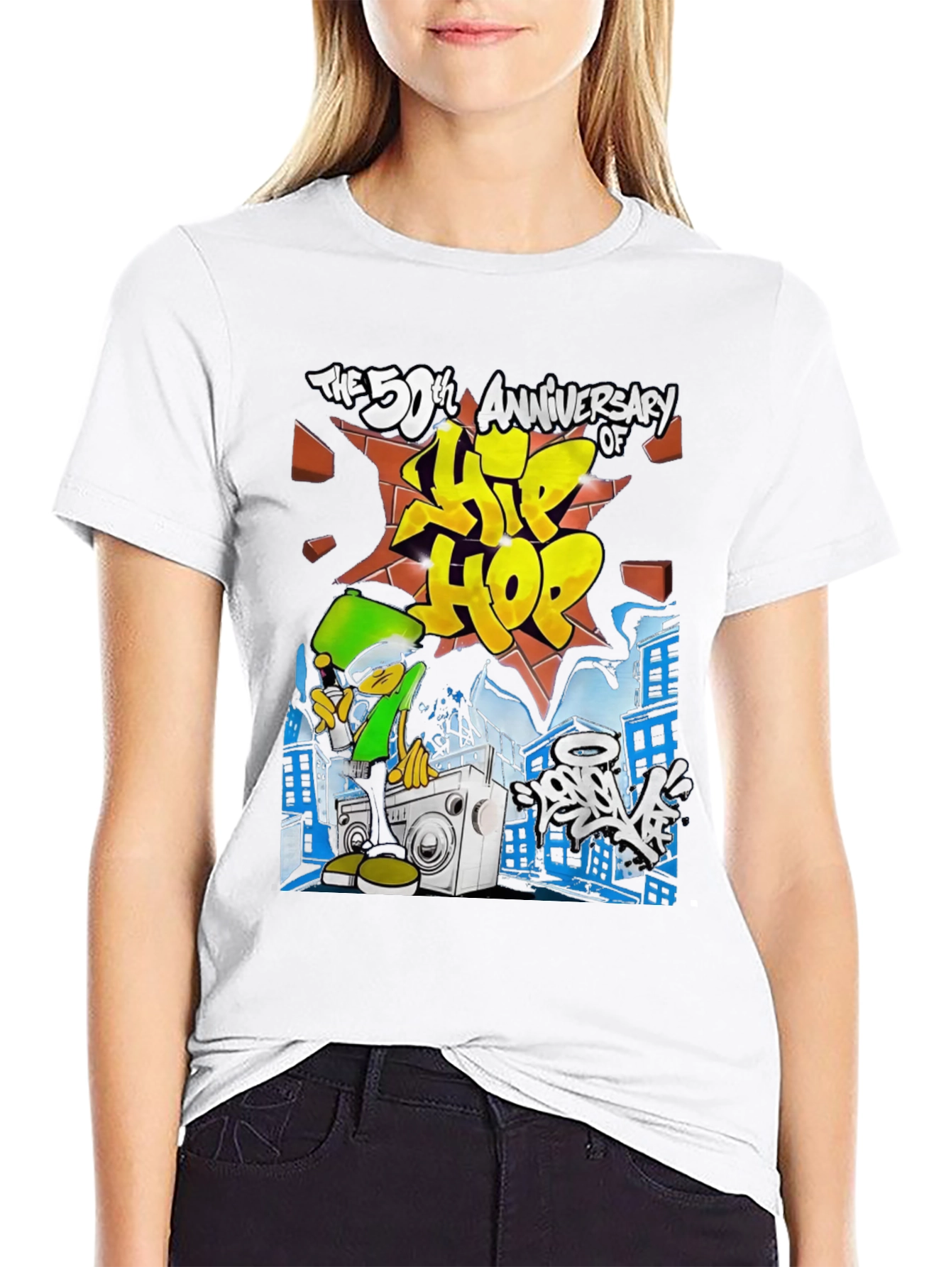 Black 50th Anniversary Hip Hop Black T-Shirt view 9