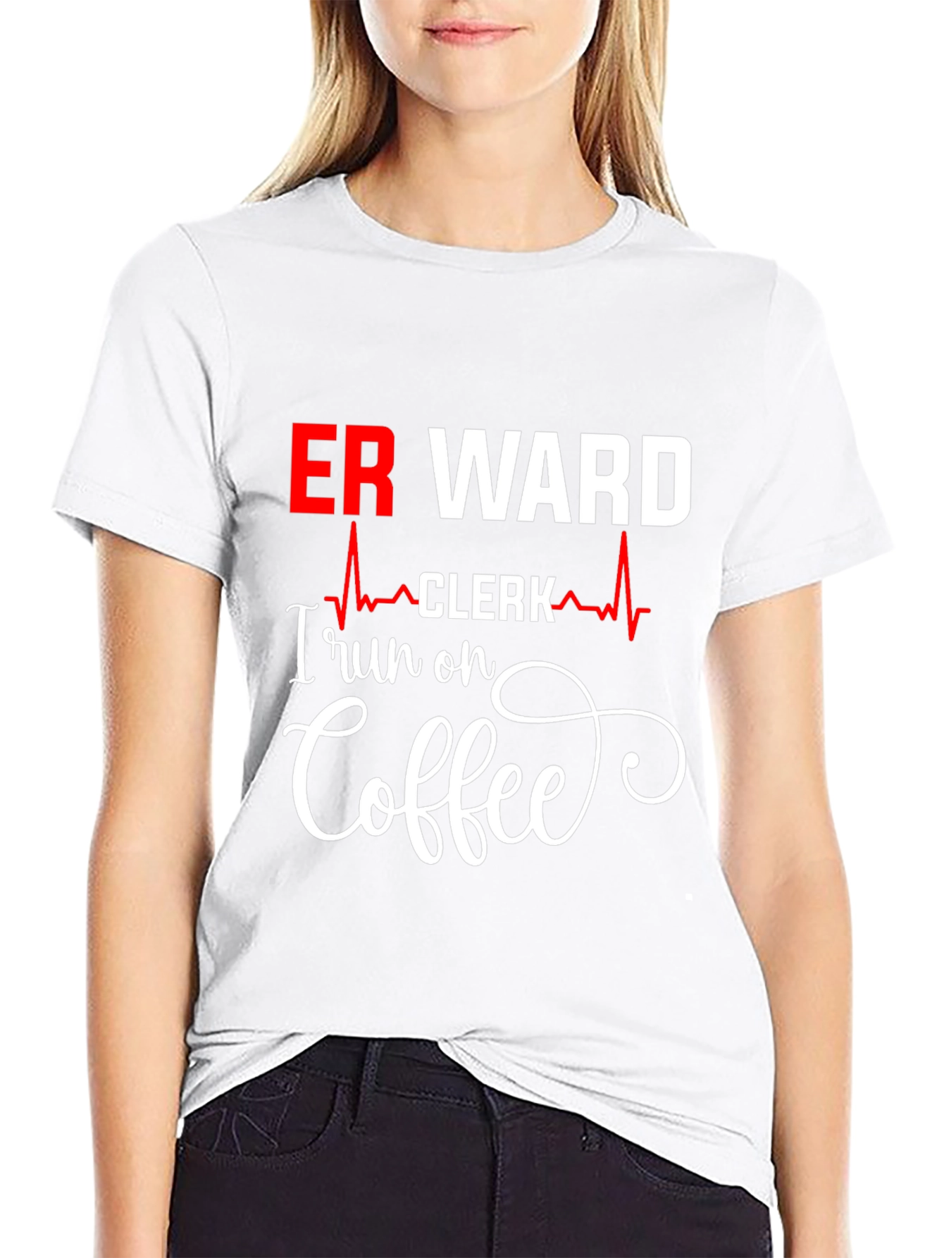 Black ER Ward Clerk Coffee T-Shirt view 9