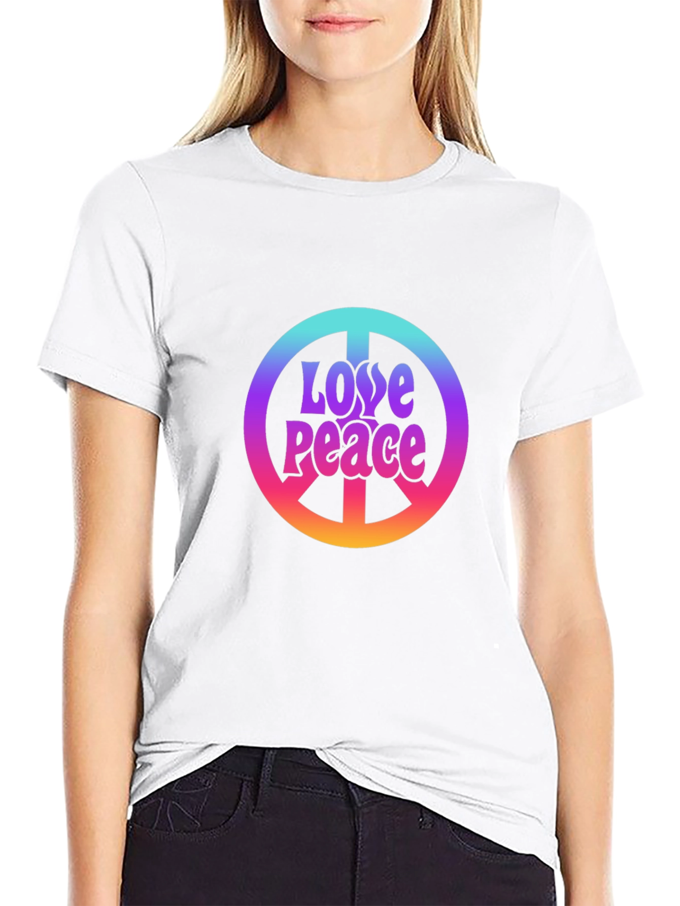 Black Love Peace Sign Black T-Shirt view 9