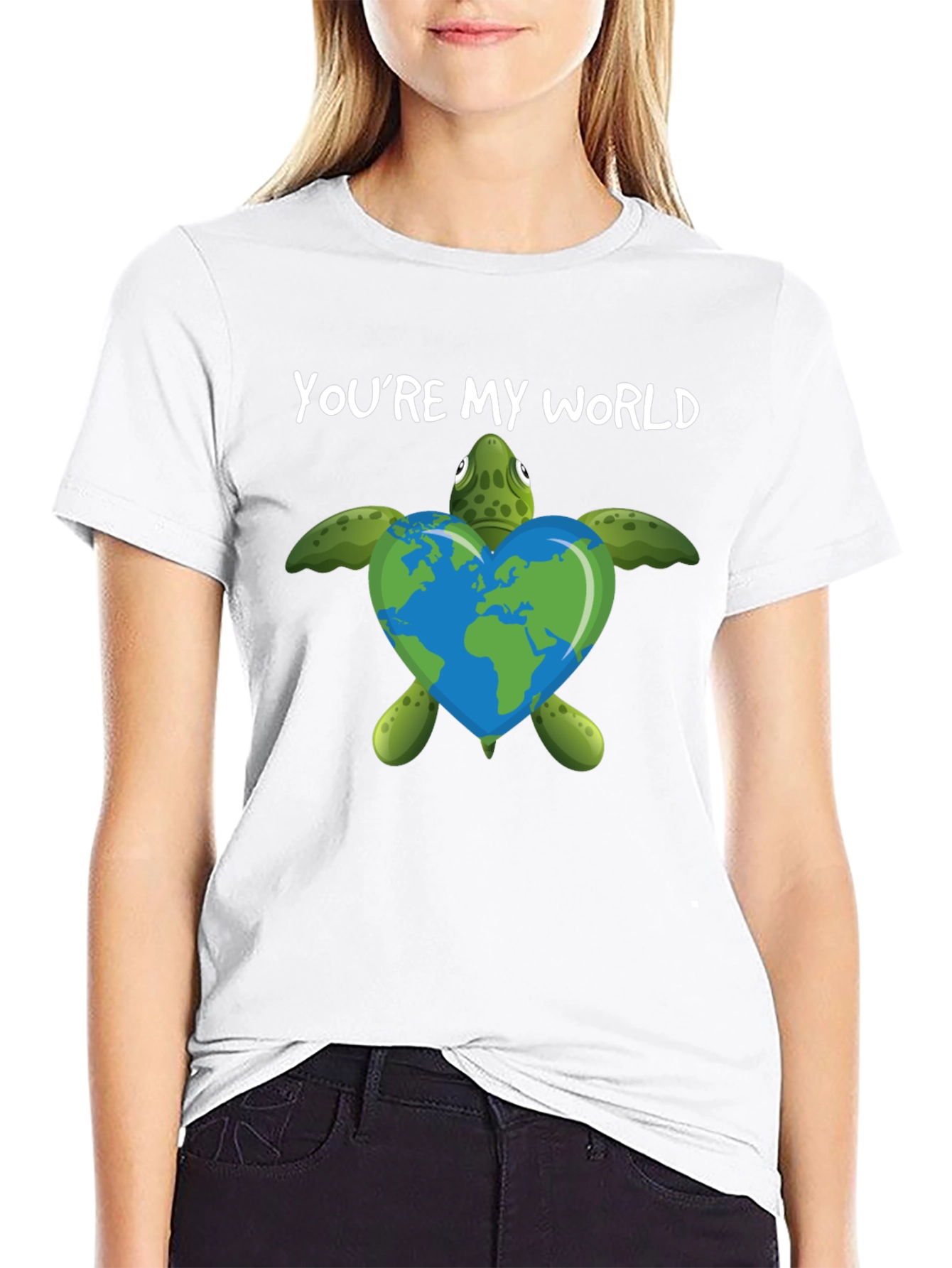 Black You're My World Turtle Heart T-Shirt view 9