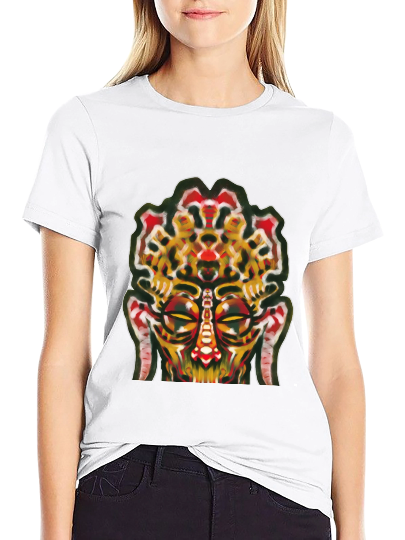 Black Abstract Face Graphic Tee - Unique Streetwear view 9