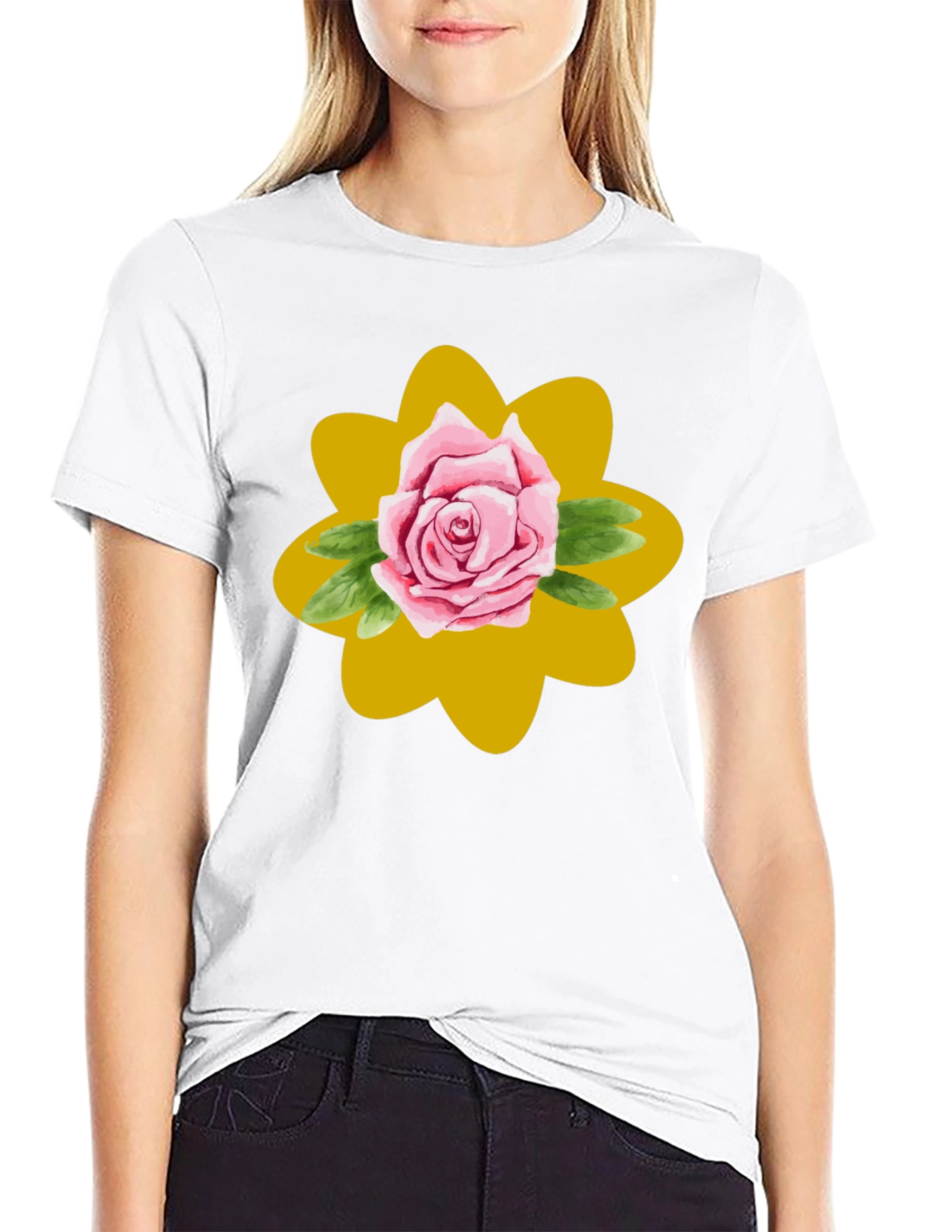 Black Rose Graphic T-Shirt - Stylish Floral Design view 9