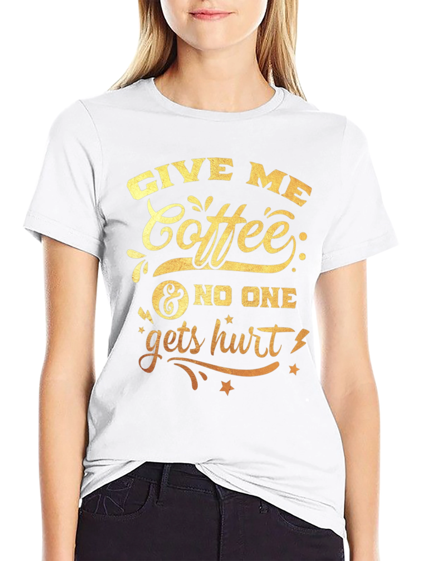 Black Give Me Coffee Graphic T-Shirt view 9