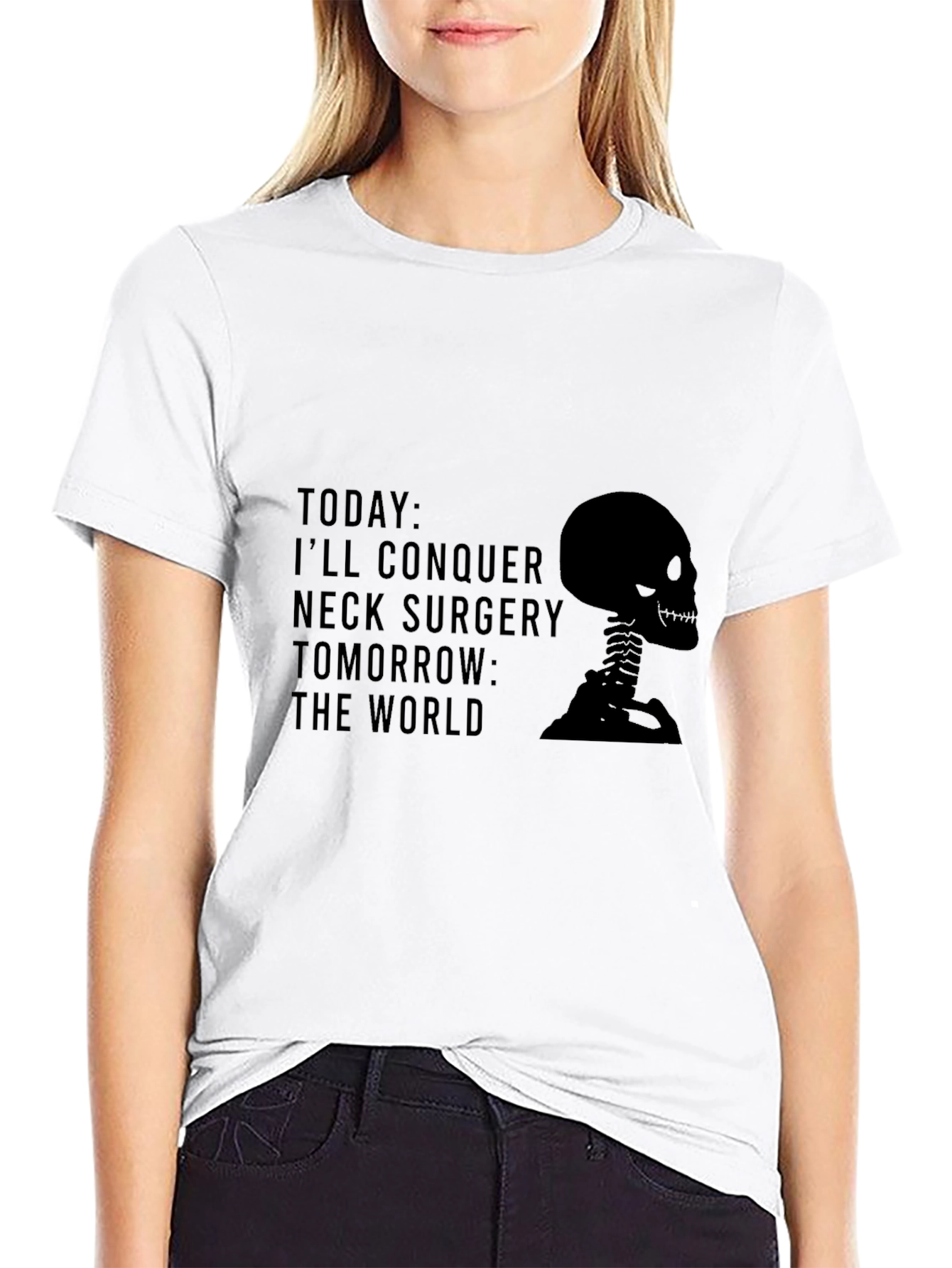 Black Neck Surgery Recovery T-Shirt - Conquer the World! view 9