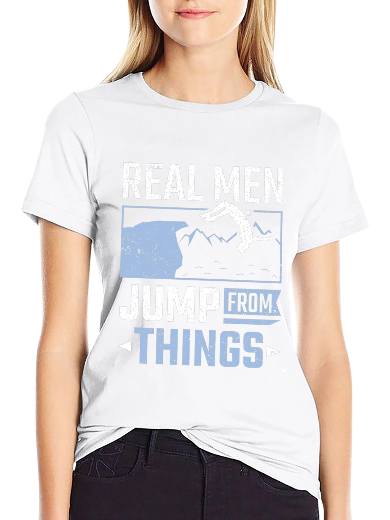Black Real Men Jump From Things T-Shirt view 9