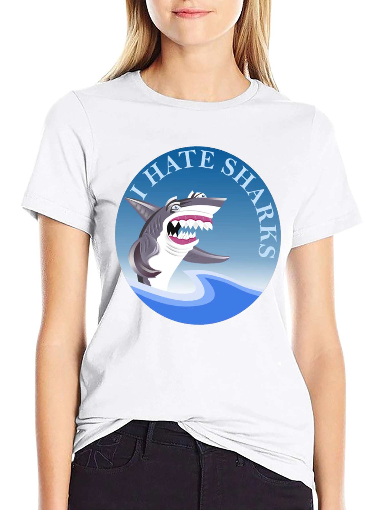 Black I Hate Sharks Graphic Tee - Men's Black T-Shirt view 9
