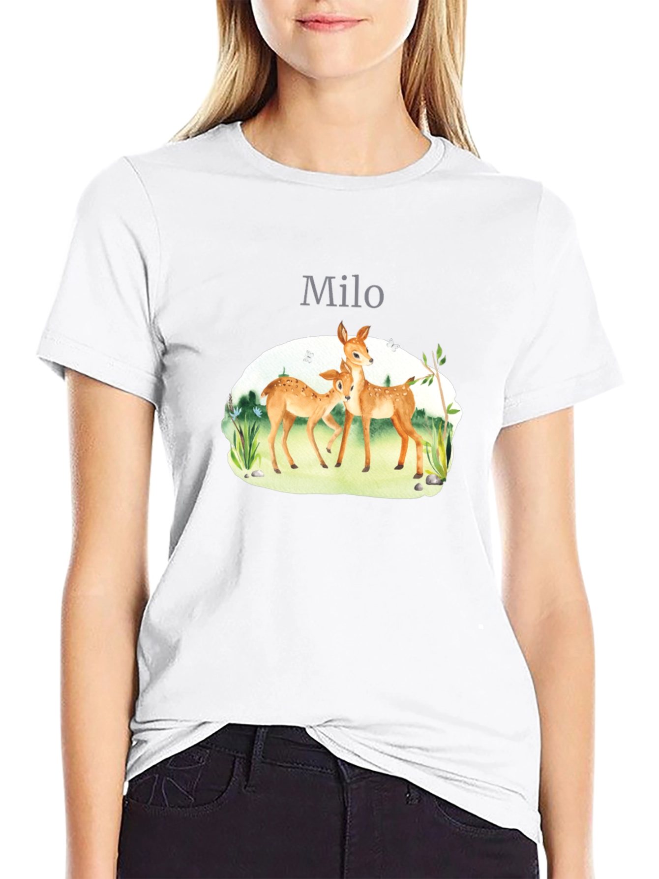 Black Deer Family Personalized Black T-Shirt view 9