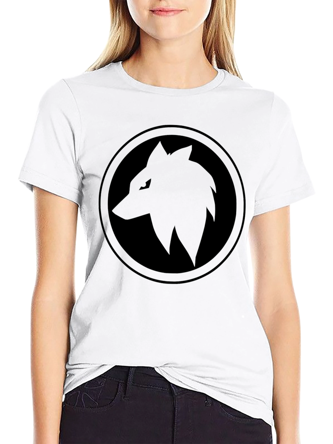 Black Black Wolf Circle T-Shirt - Edgy Graphic Tee view 9