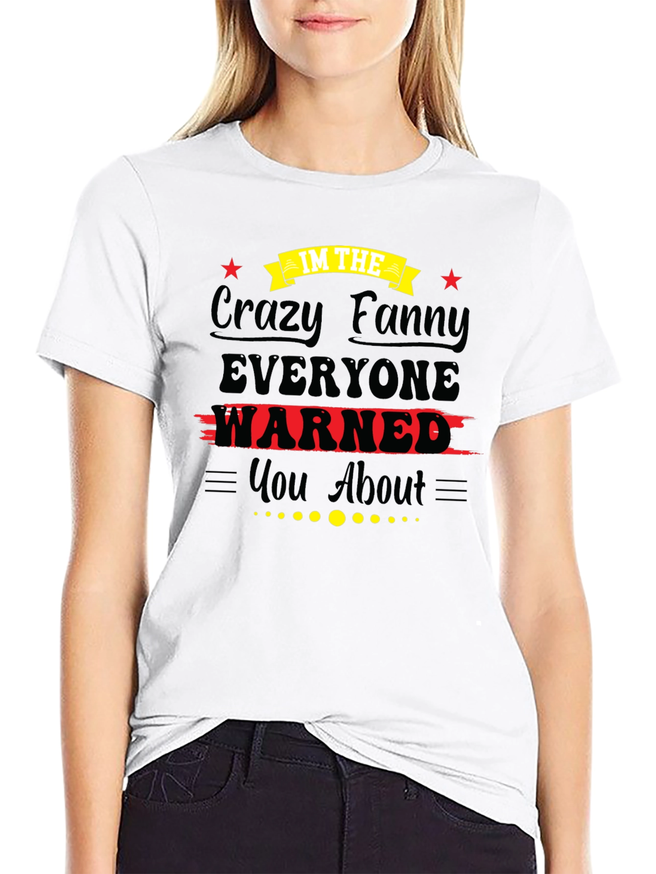 Black Crazy Fanny Graphic Tee - Unisex Black T-Shirt view 9