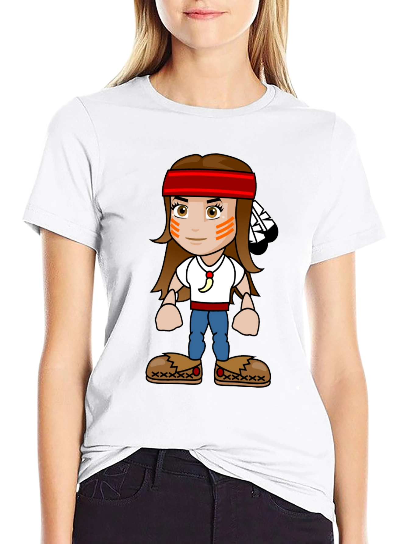 Black Native American Cartoon T-Shirt view 9