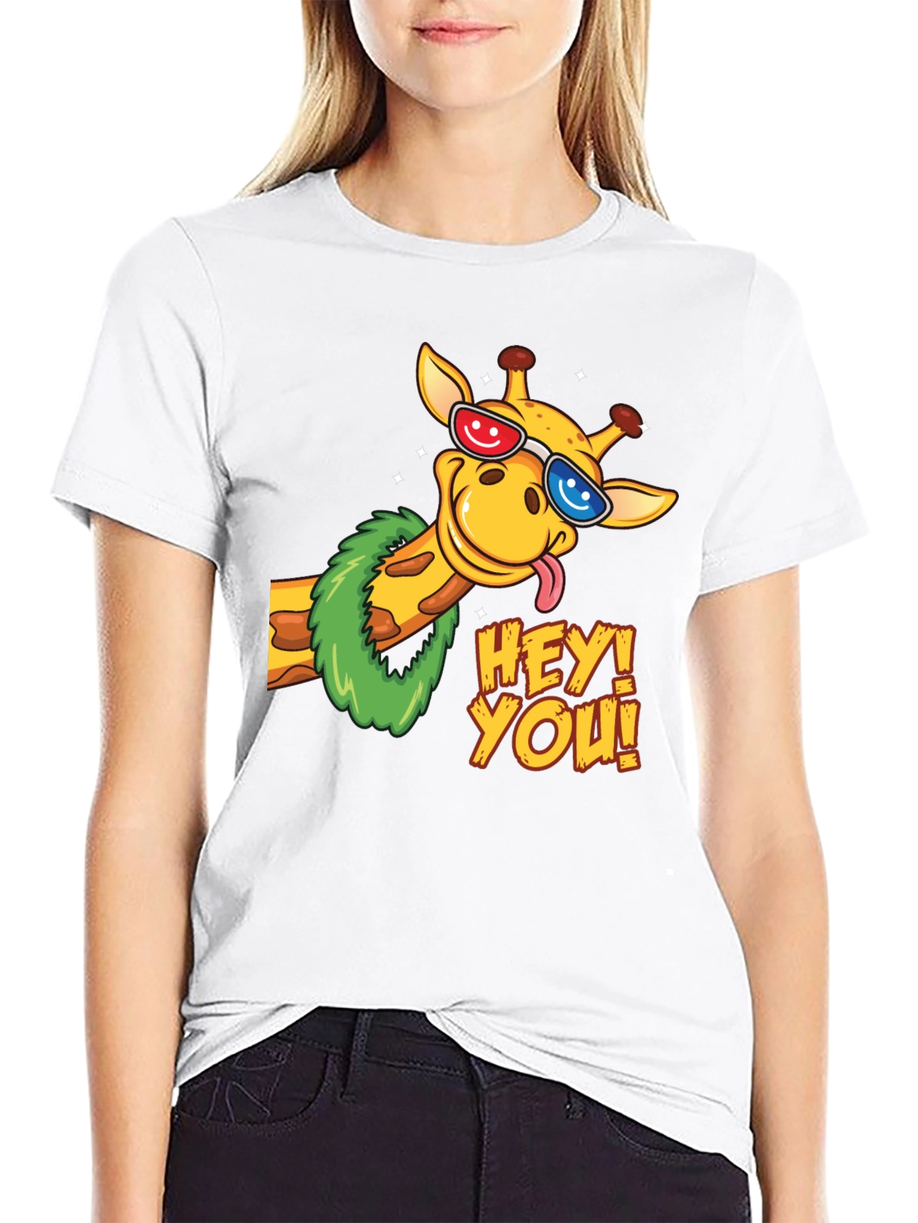 Black Fun Giraffe Graphic Tee - Hey You! view 9