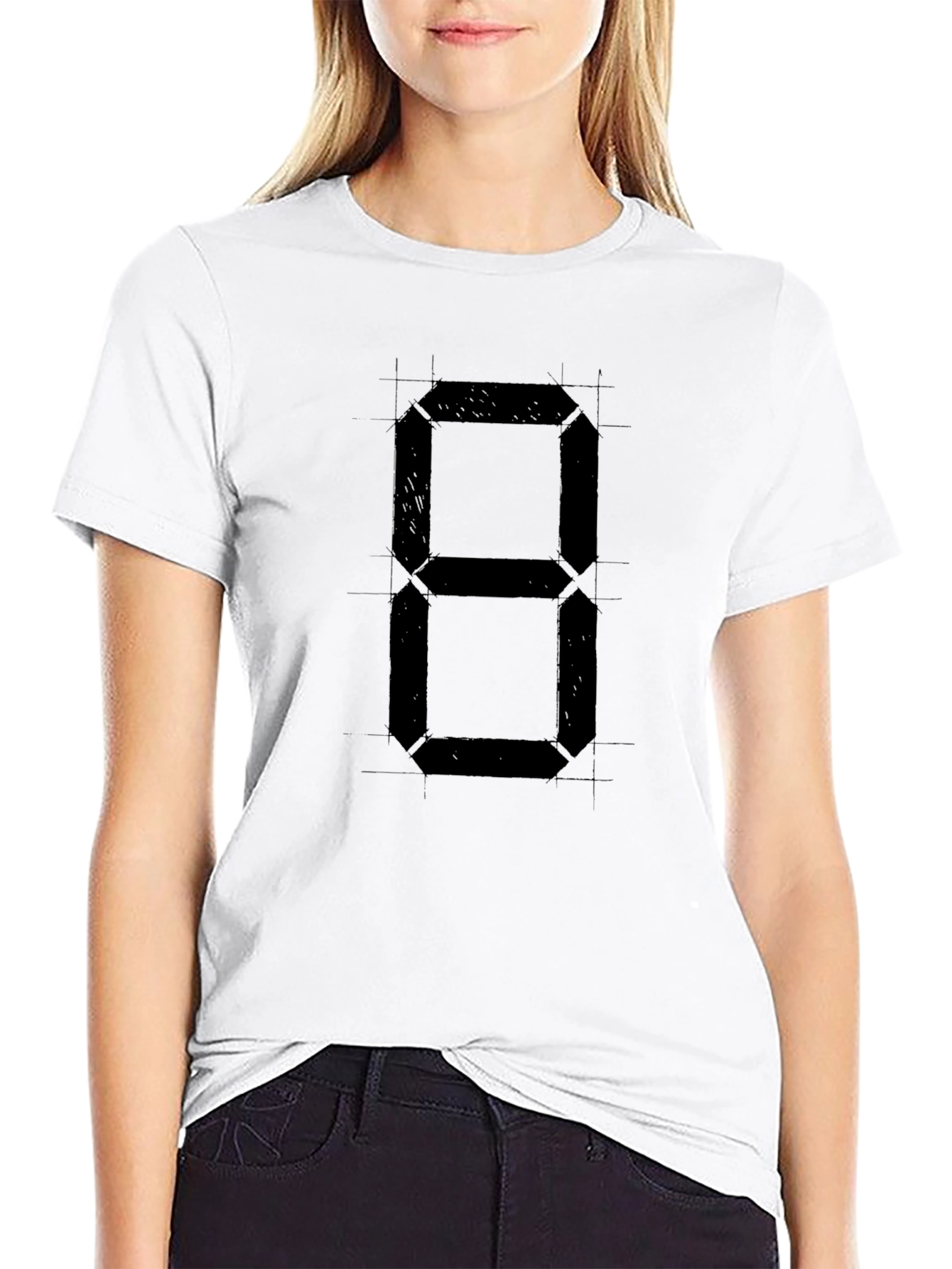 Black Digital Number Eight Black T-Shirt view 9