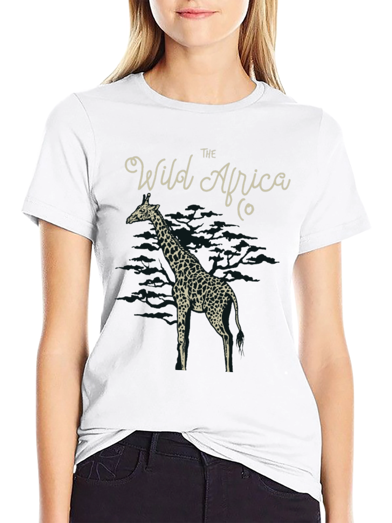 Black The Wild Africa Co. Giraffe Print Black T-Shirt view 9