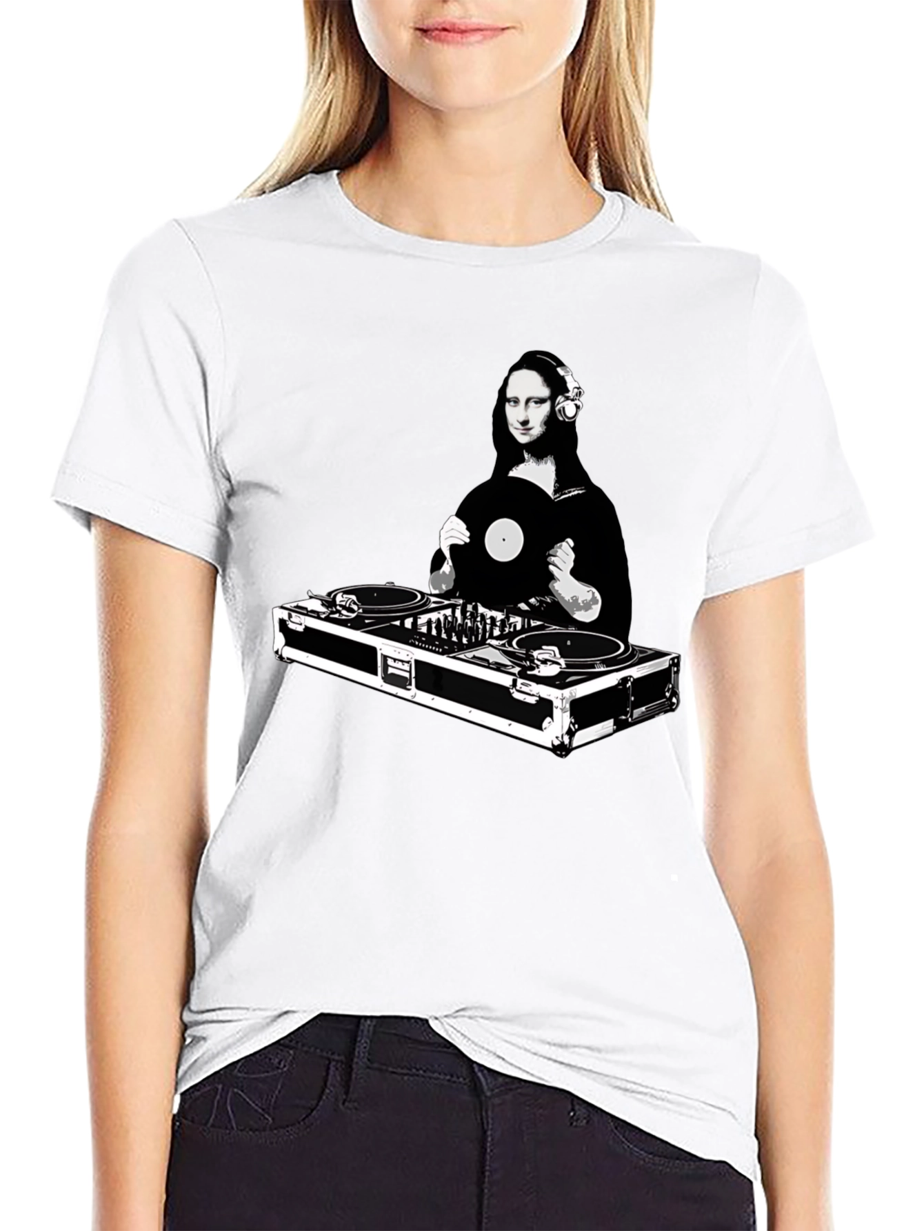 Black DJ Mona Lisa Graphic Tee - Unisex view 9