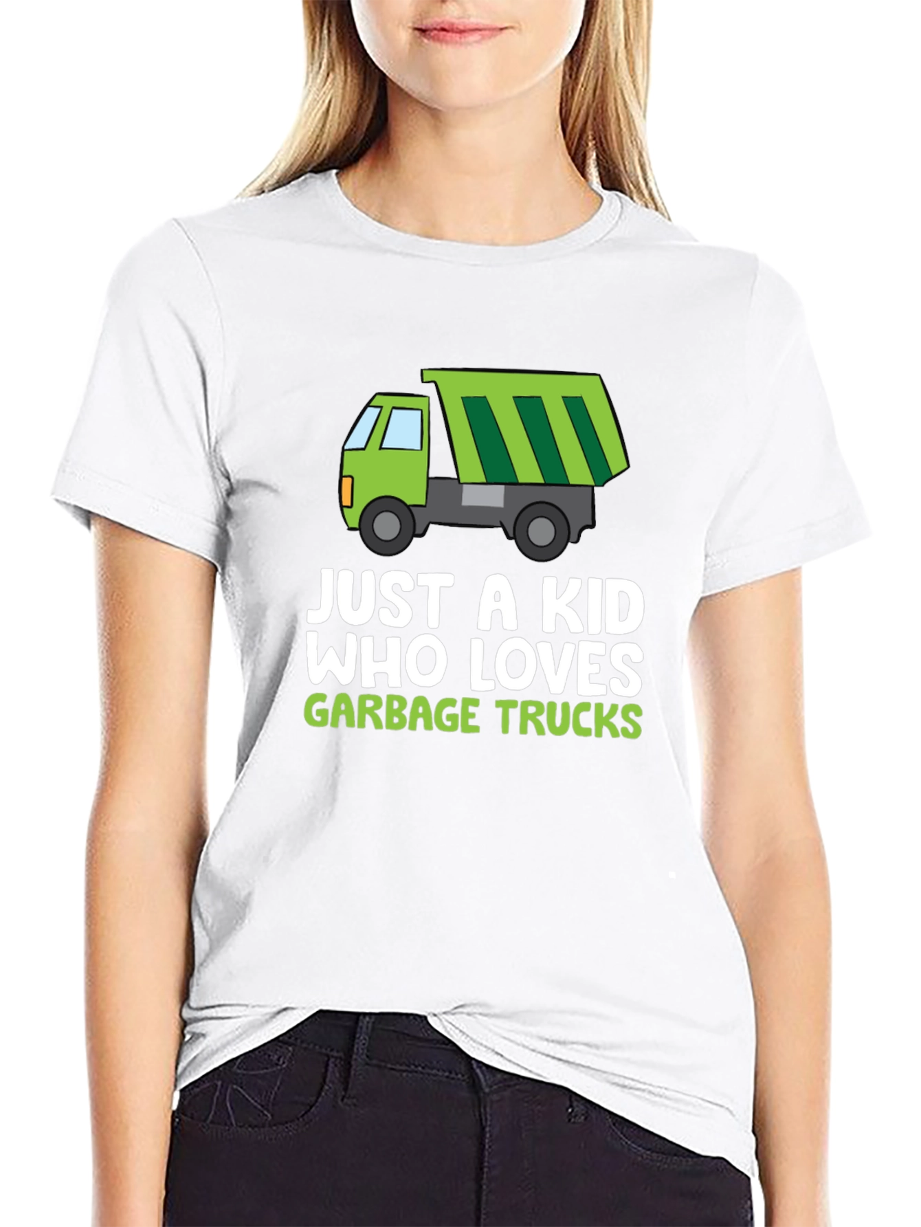 Black Just A Kid Who Loves Garbage Trucks T-Shirt view 9
