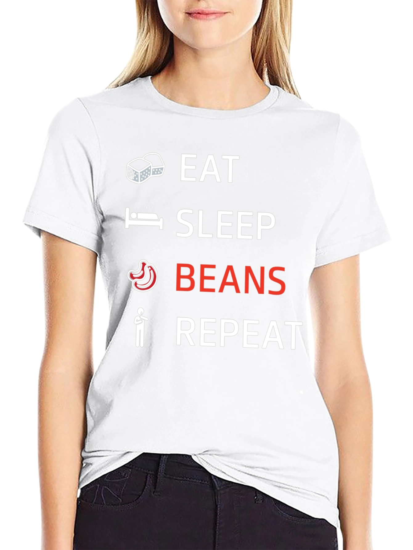 Black Eat Sleep Beans Repeat Graphic Tee view 9