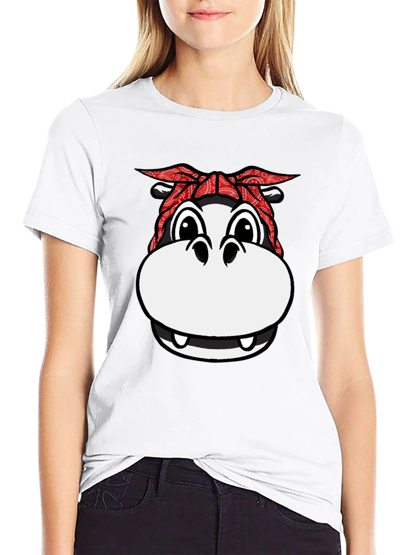 Black Gangster Hippo T-Shirt - Funny Animal Graphic Tee view 9