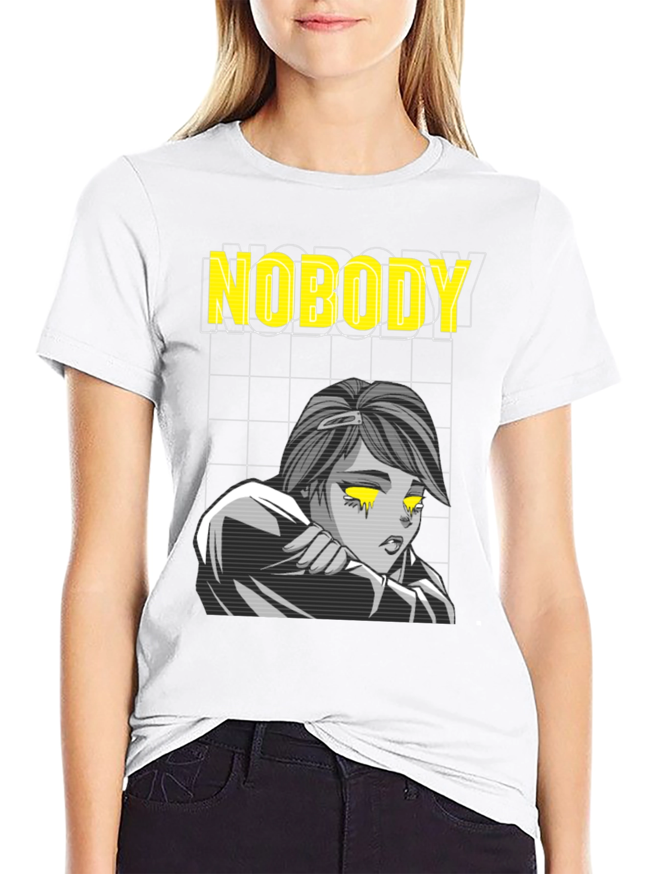 Nobody Anime Graphic T-Shirt Black - 9