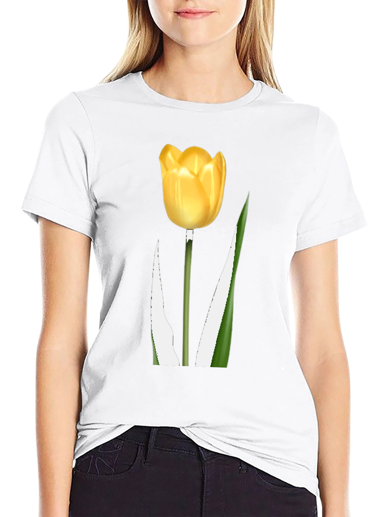 Black Tulip Graphic Tee - Black Cotton Blend view 9