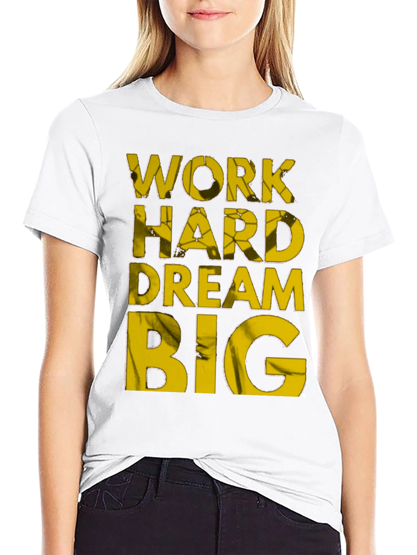 Black Motivational Work Hard Dream Big T-Shirt view 9