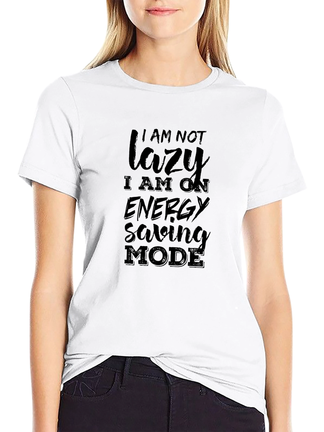 Black Funny Energy Saving Mode Black T-Shirt view 9
