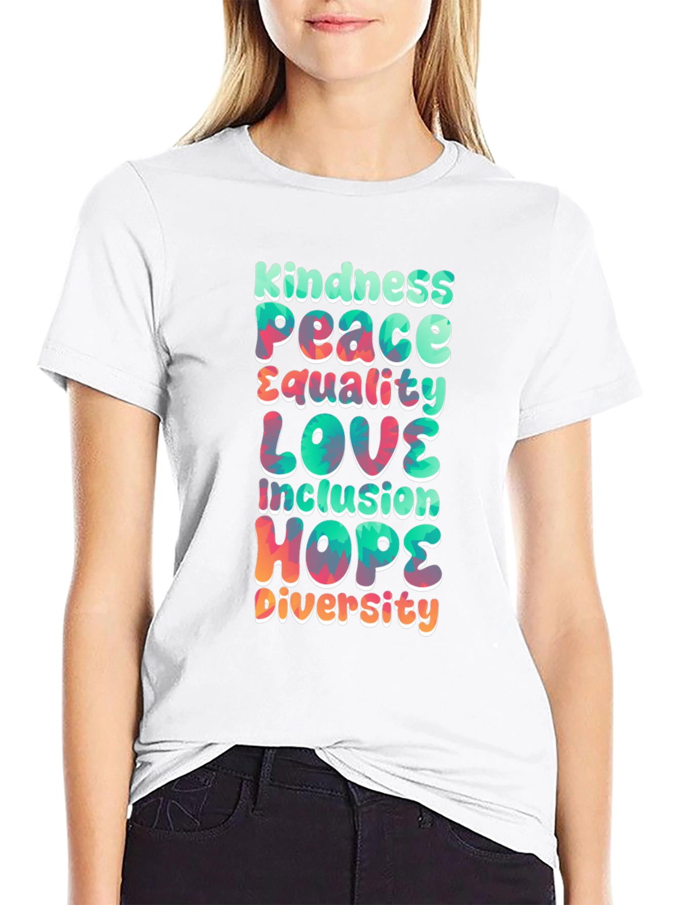 Black Kindness Peace Love Equality T-Shirt view 9