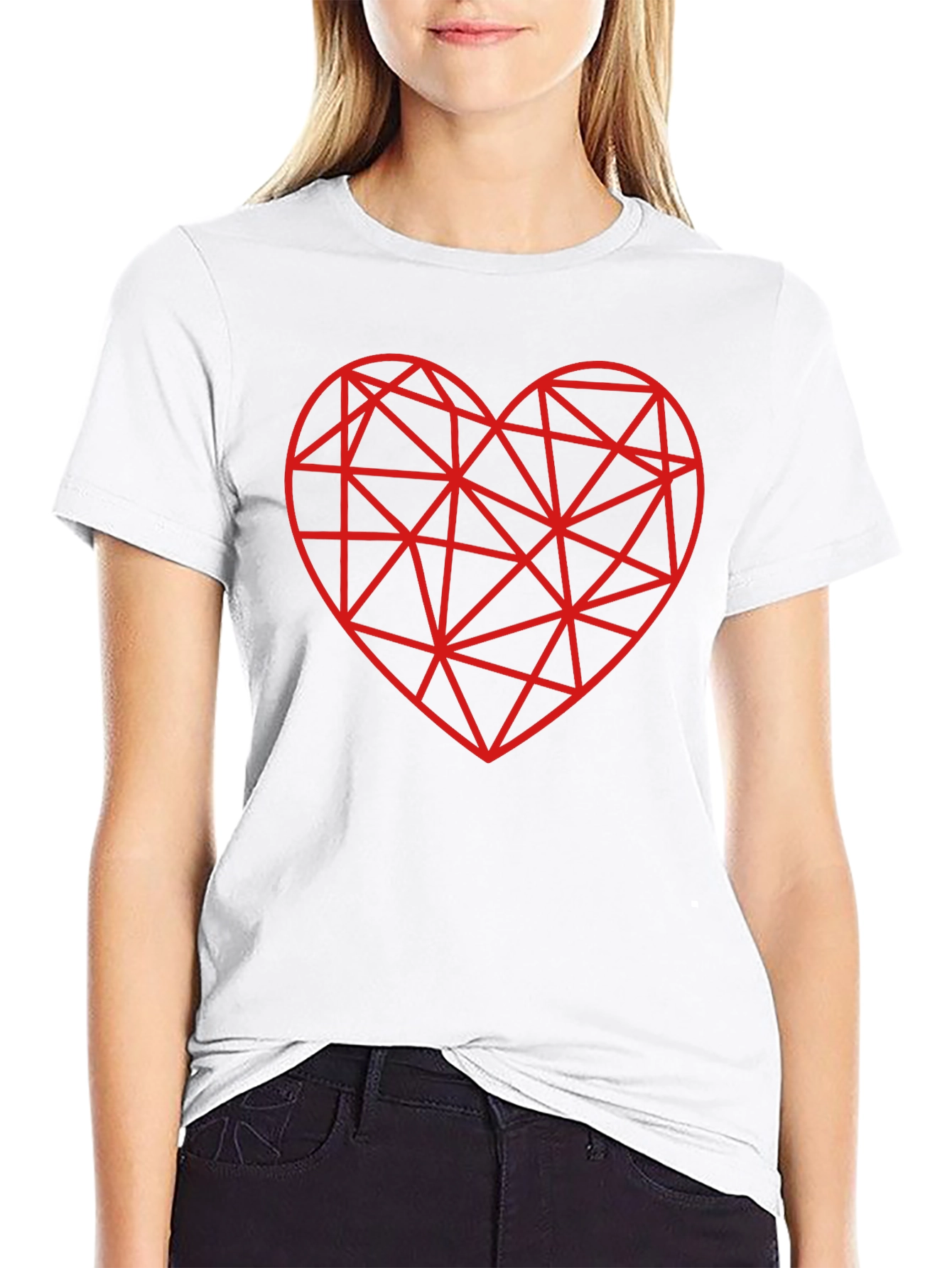 Black Geometric Heart T-Shirt - Modern Love Tee view 9