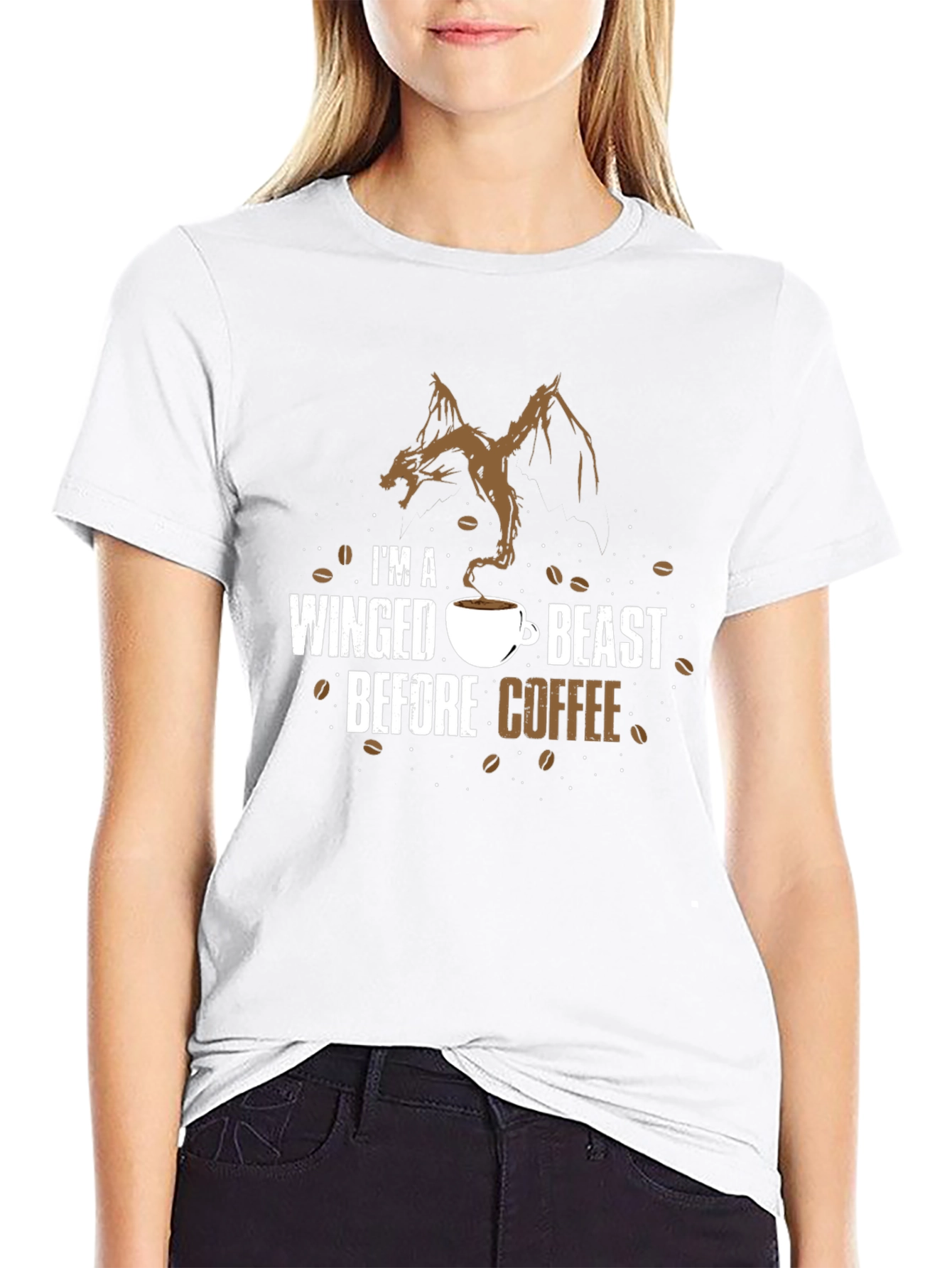 Black Winged Beast Coffee T-Shirt - Novelty Graphic Tee view 9