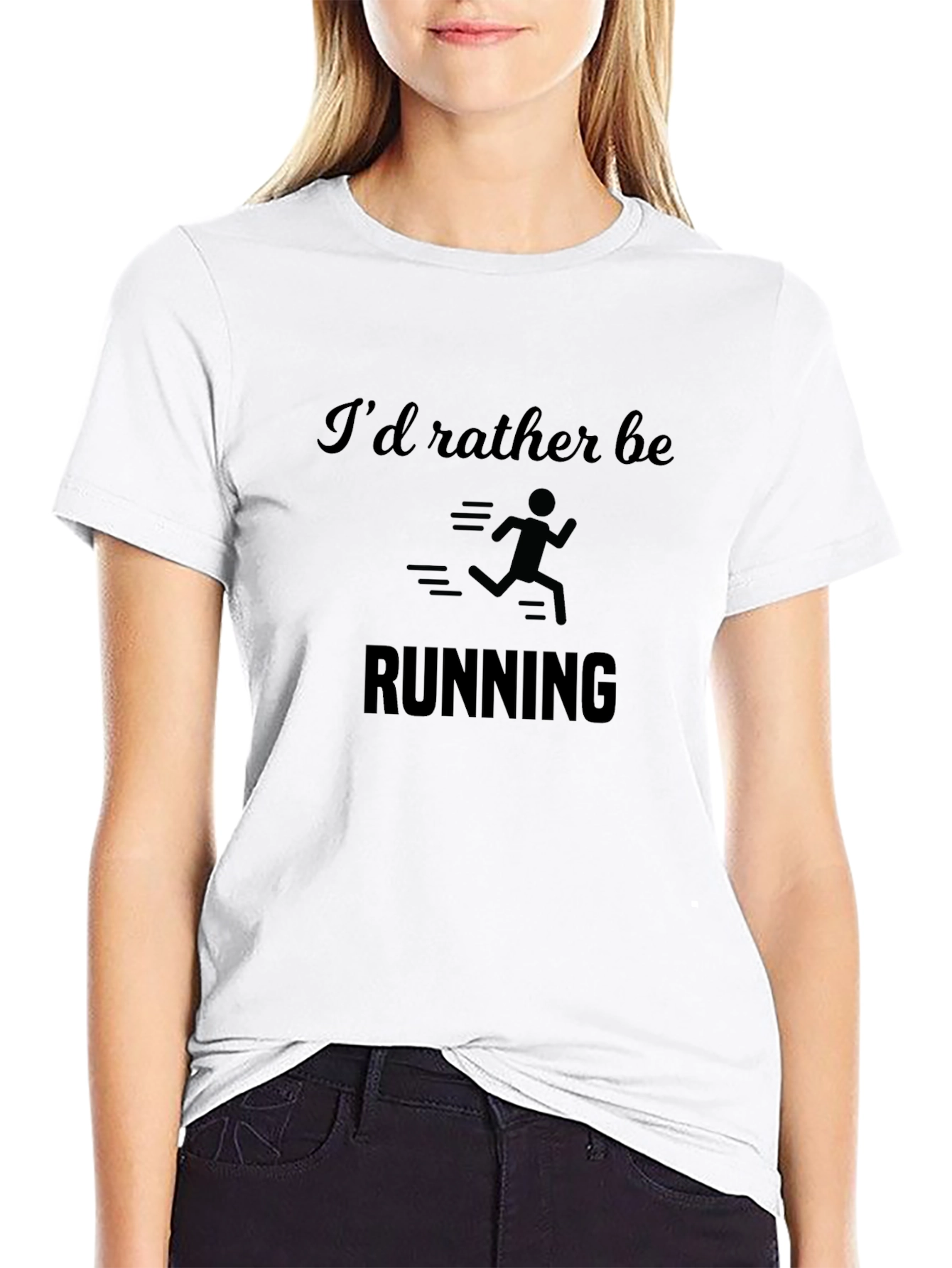 Black I'd Rather Be Running Black T-Shirt view 9