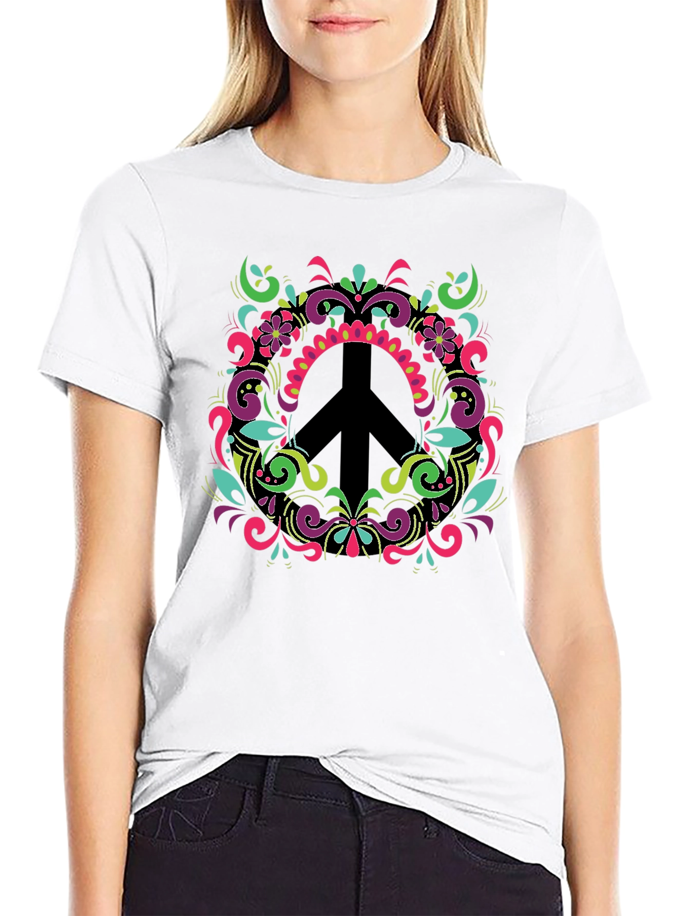 Black Groovy Peace Sign T-Shirt view 9