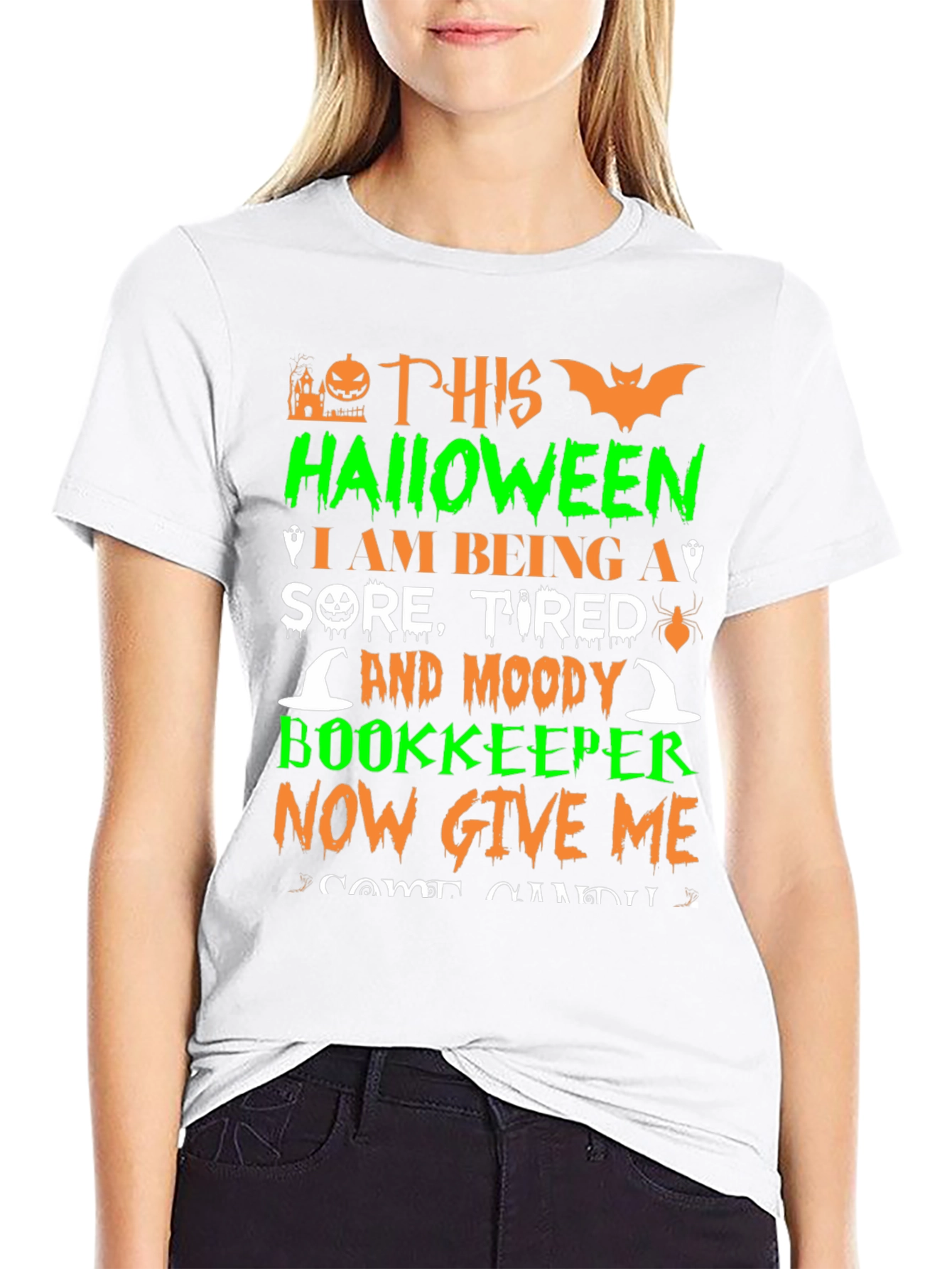 Black Halloween Bookkeeper T-Shirt view 9