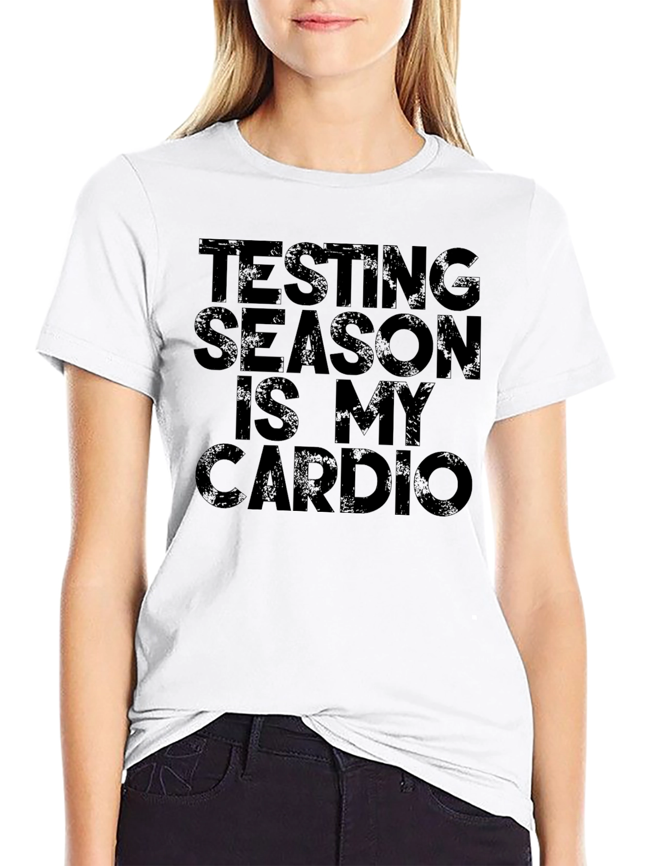 Black Testing Season Is My Cardio Black Graphic Tee view 9