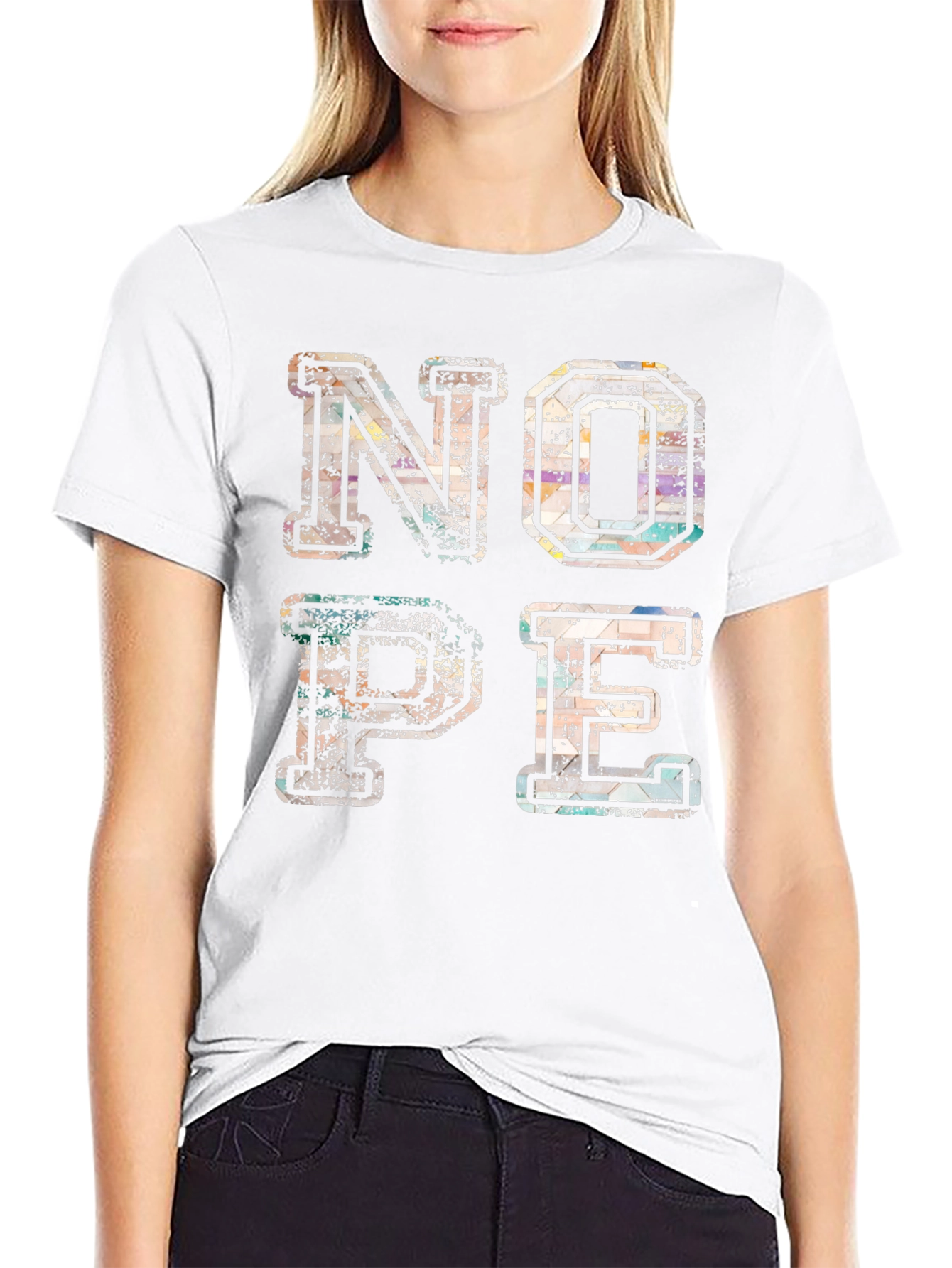 Black Trendy "NOPE" Graphic Print T-Shirt - Casual Style view 9