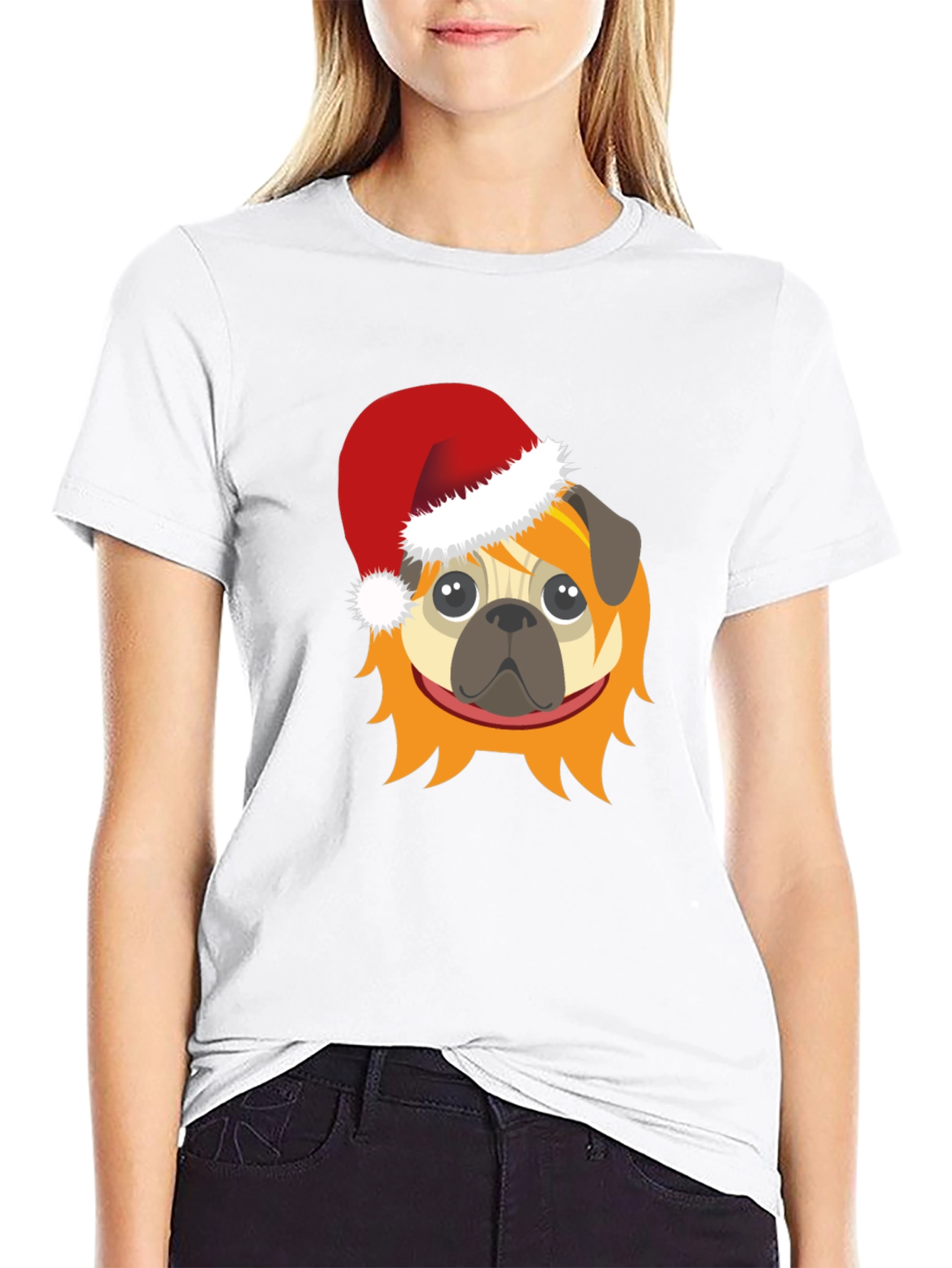 Black Festive Pug T-Shirt - Holiday Cheer view 9