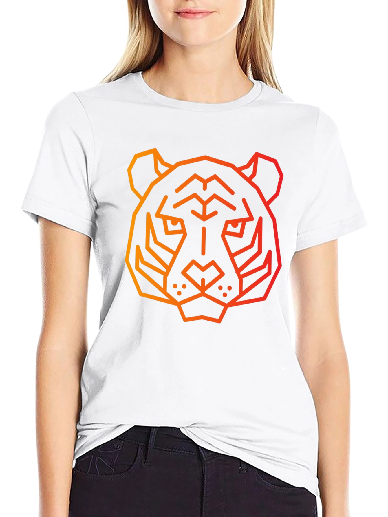 Black Geometric Tiger Graphic Tee - Black view 9
