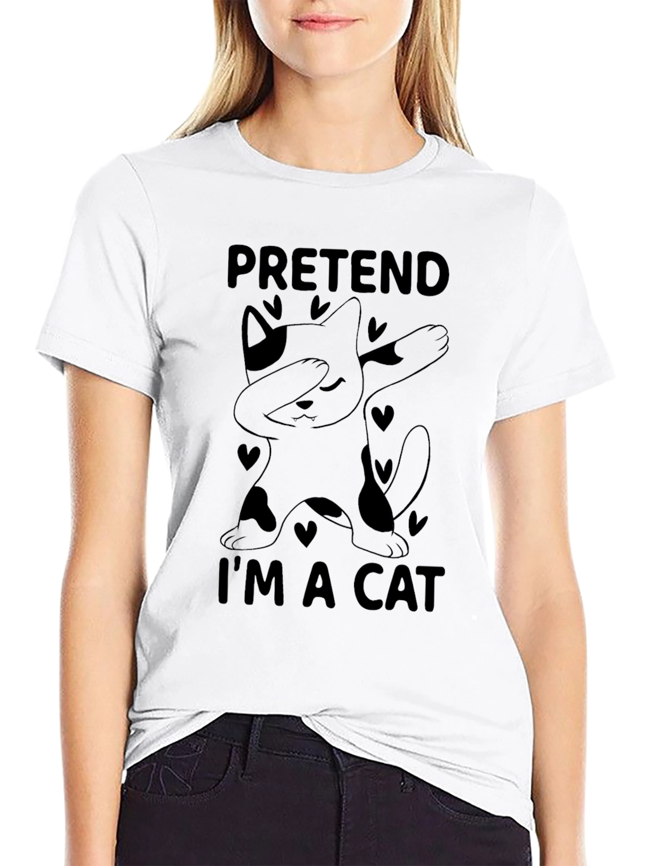 Black Pretend I'm A Cat T-Shirt Dab Dance view 9