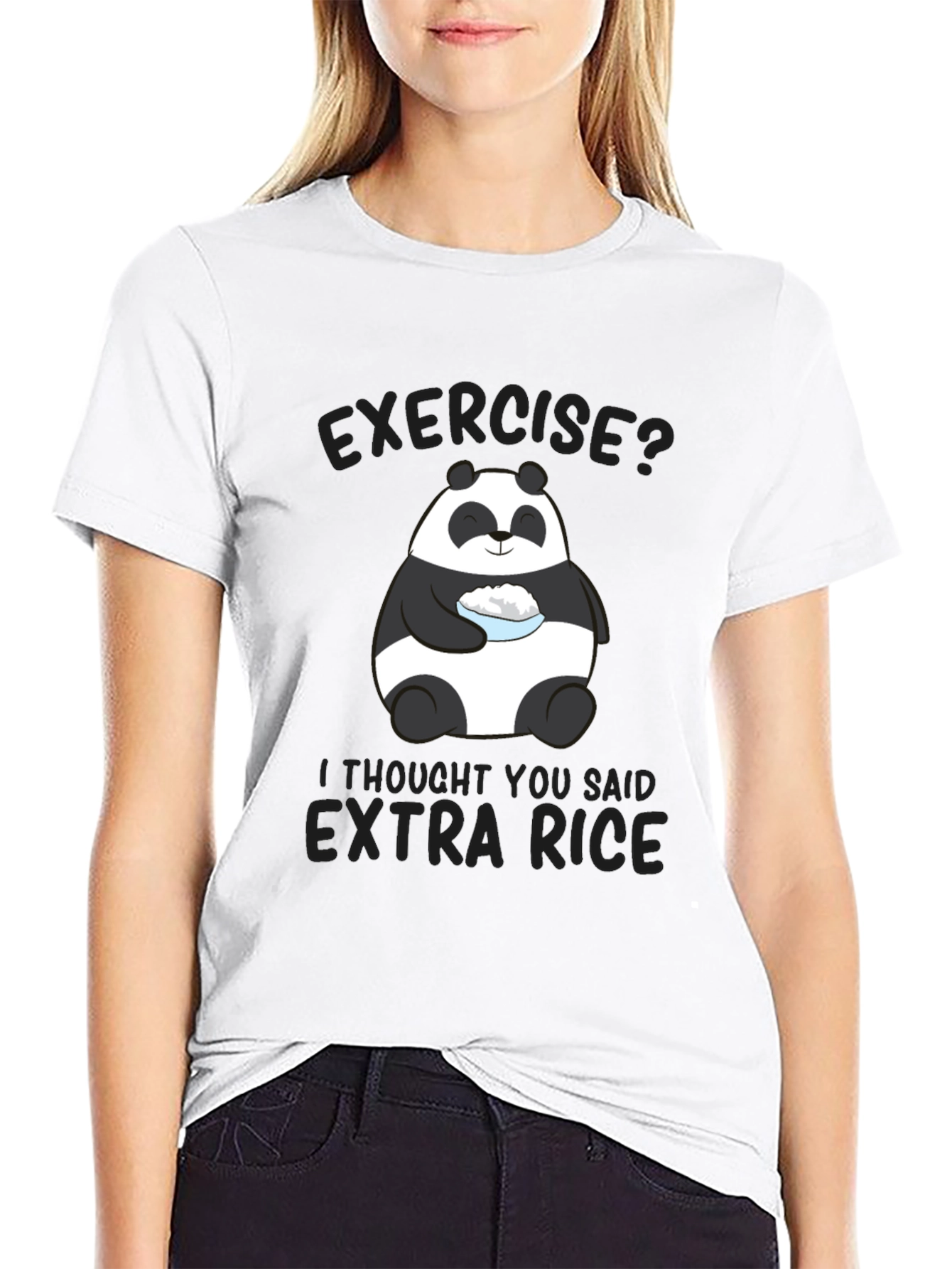 Black Exercise? Extra Rice Panda Graphic T-Shirt view 9