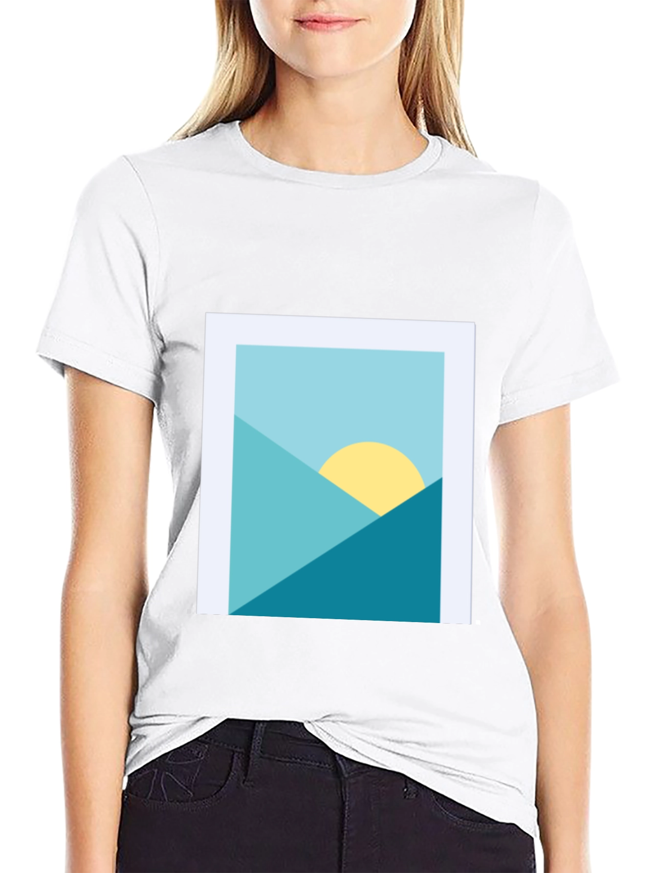 Black Geometric Landscape Graphic Tee - Modern Art Shirt view 9