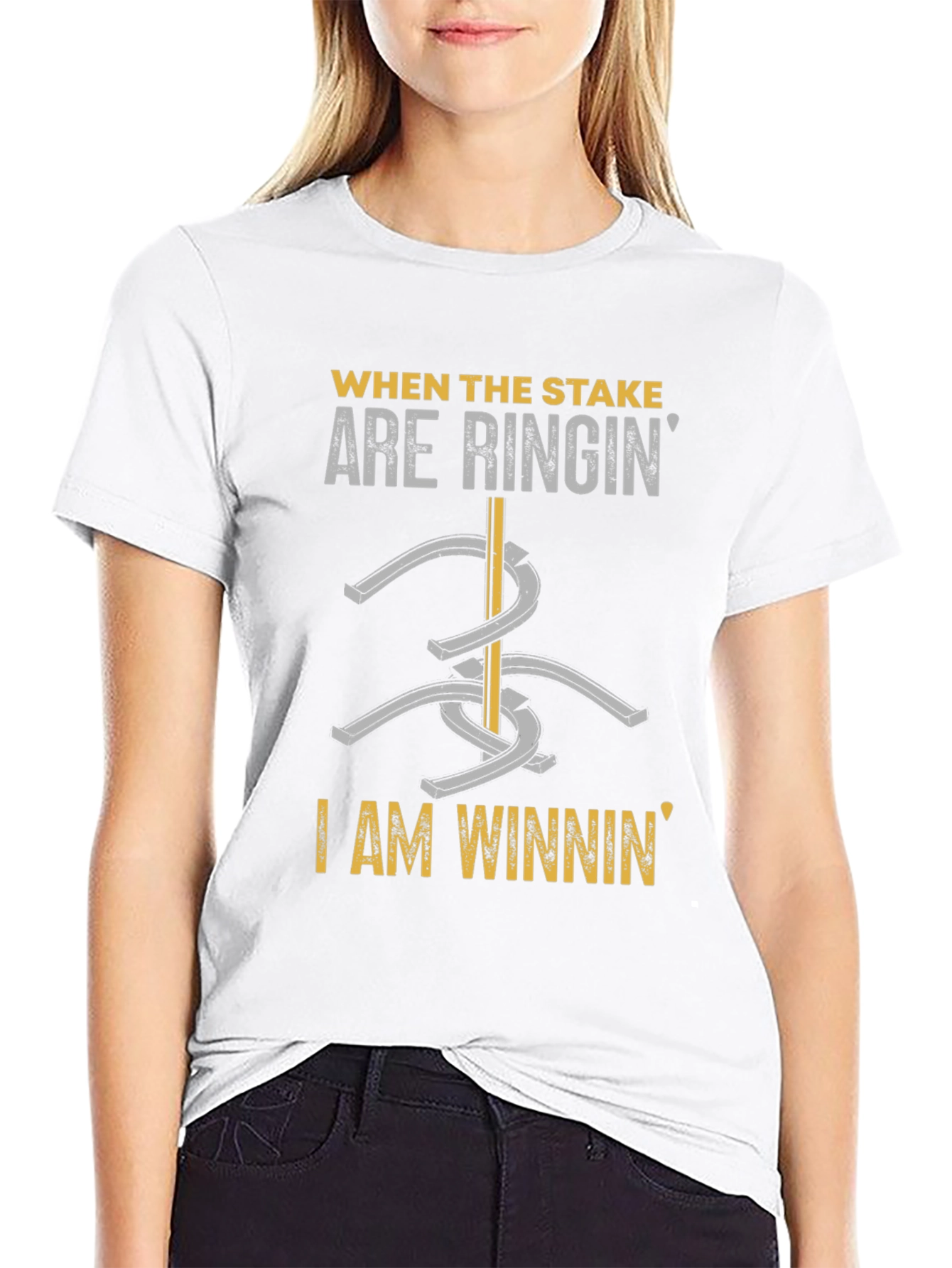Black Horseshoe Ringin' T-Shirt - I am Winnin' Design view 9