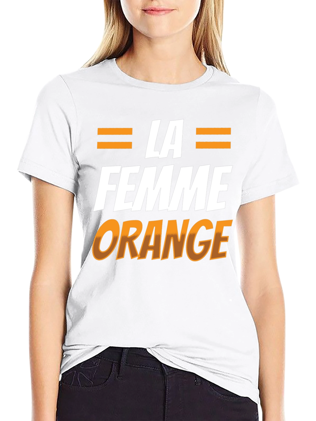 Black La Femme Orange Graphic Tee view 9