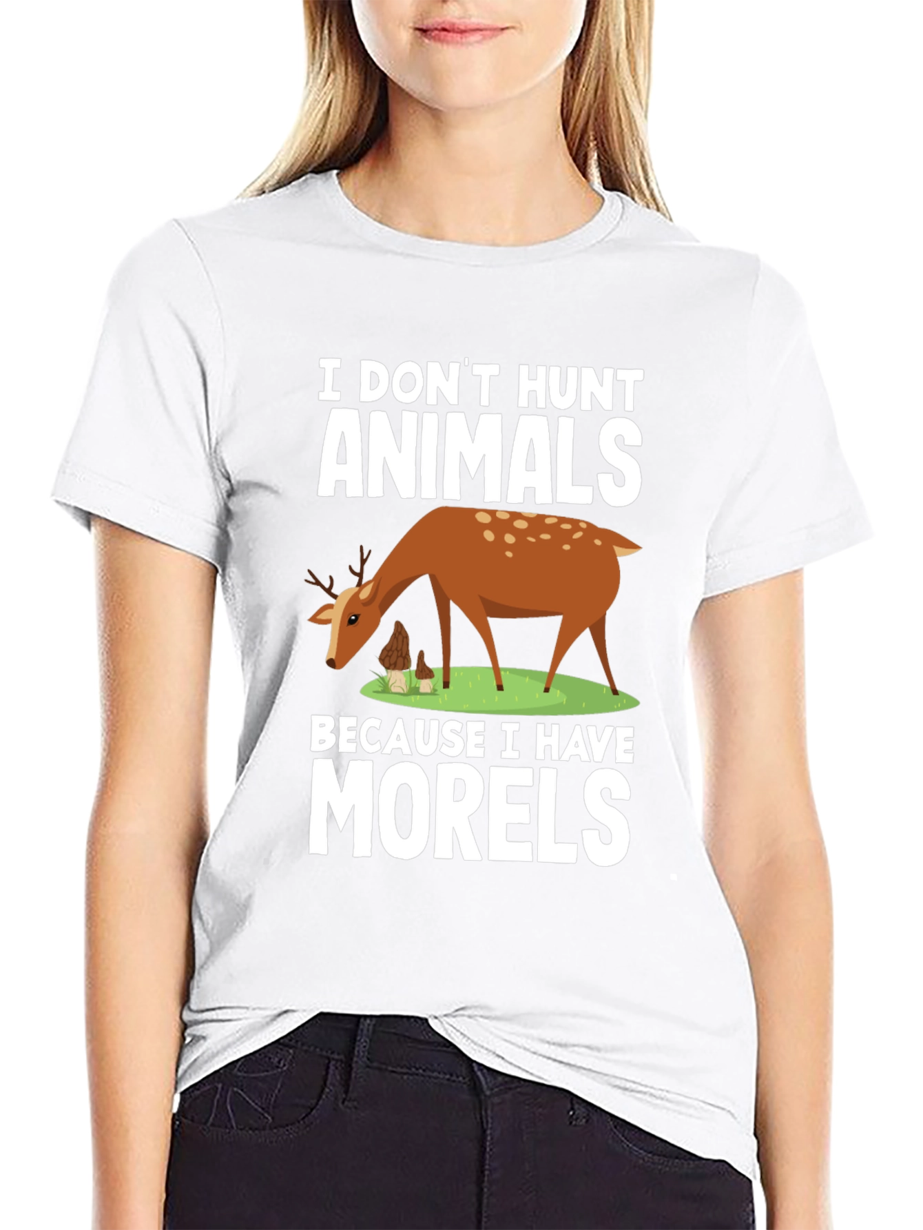 Black I Don't Hunt Animals, I Have Morels Funny T-Shirt view 9